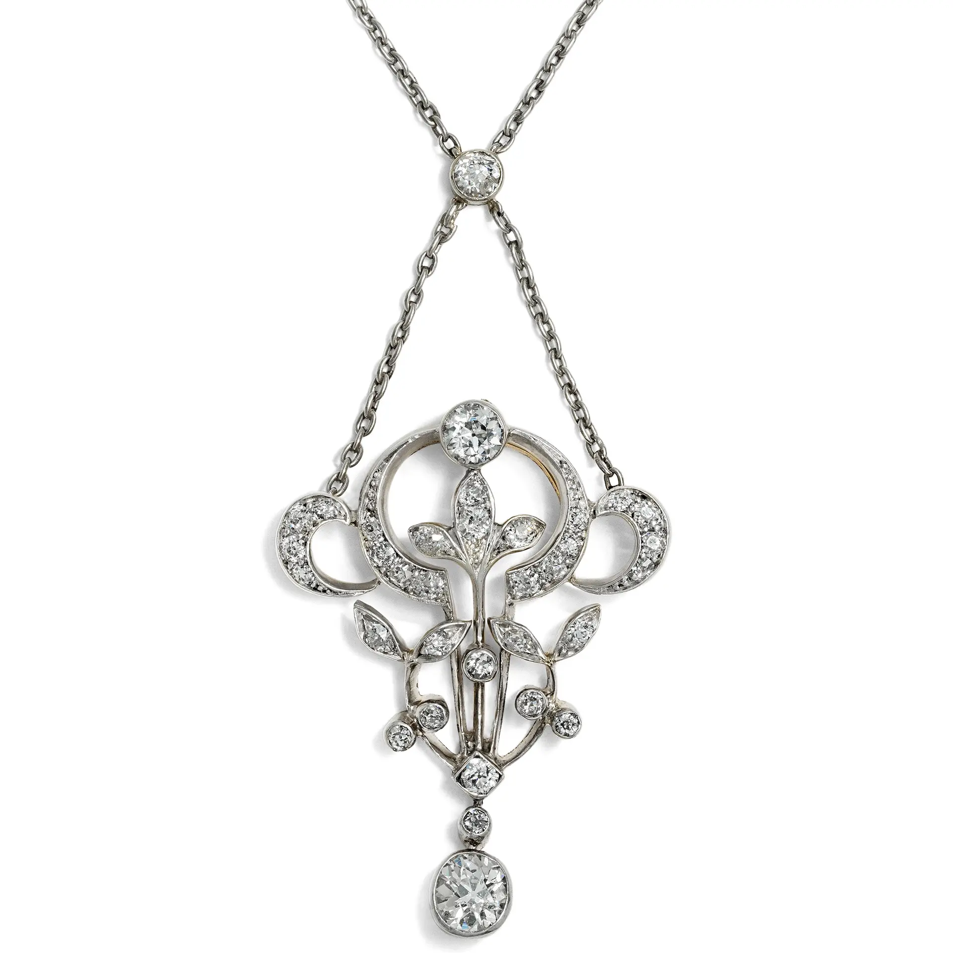 Antique Necklace with Diamonds In Gold & Silver, Vienna c. 1900