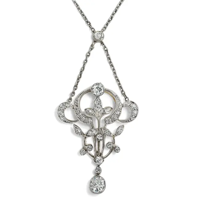 Antique Necklace with Diamonds In Gold & Silver, Vienna c. 1900