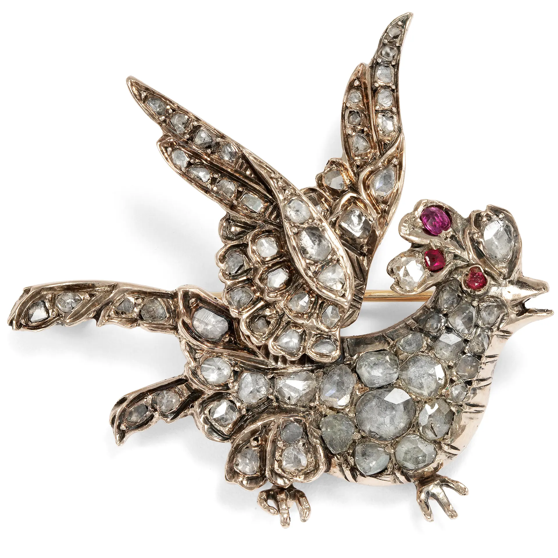 Magnificent Bird Brooch with Rose Cut Diamonds, Ottoman Empire, Late