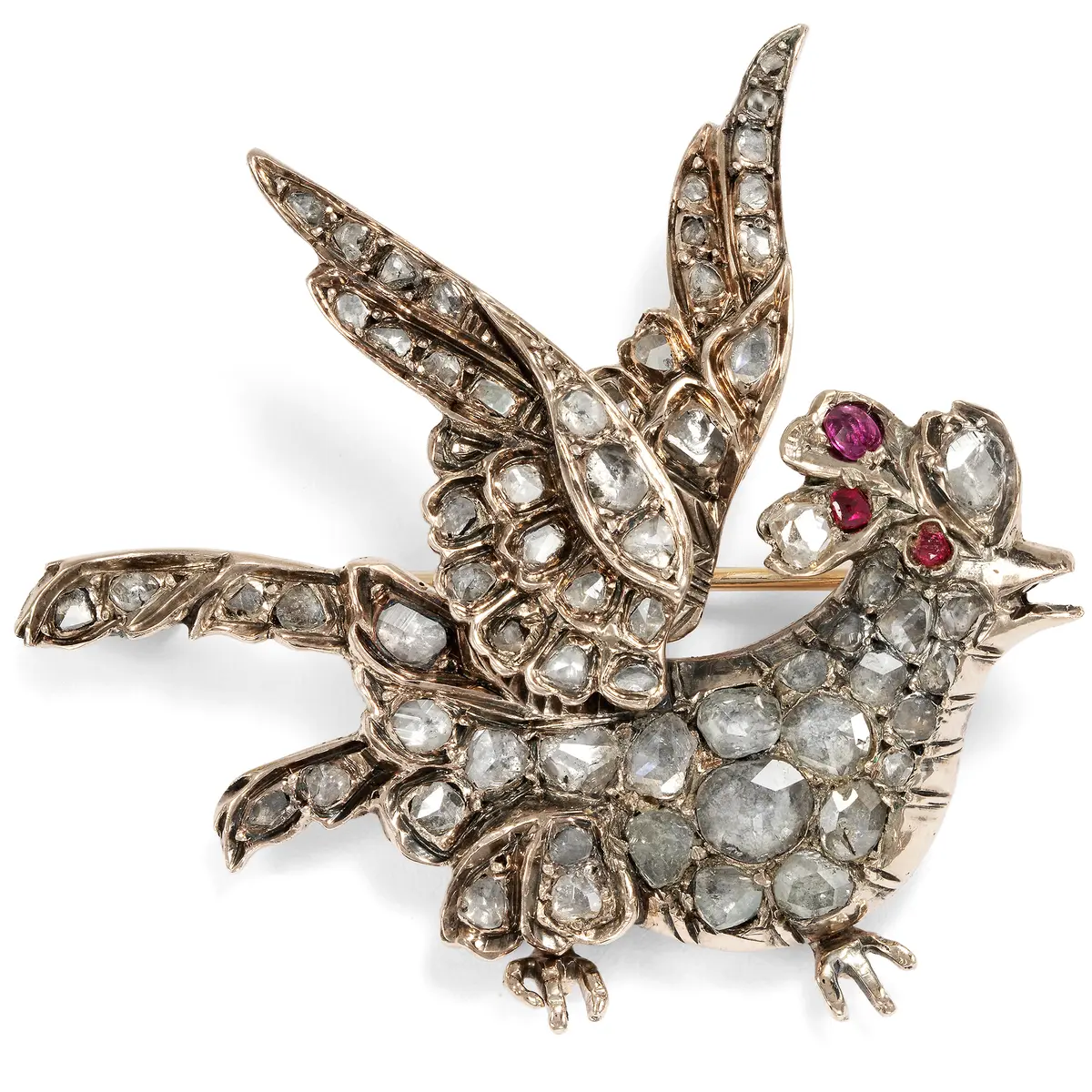 Magnificent Bird Brooch with Rose Cut Diamonds, Ottoman Empire, Late