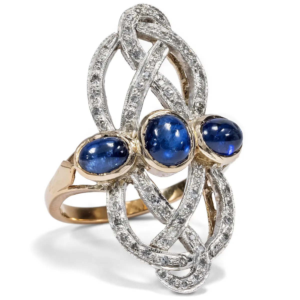 Large Ring in a Historic Style with Sapphires and Diamonds, ca. 1985