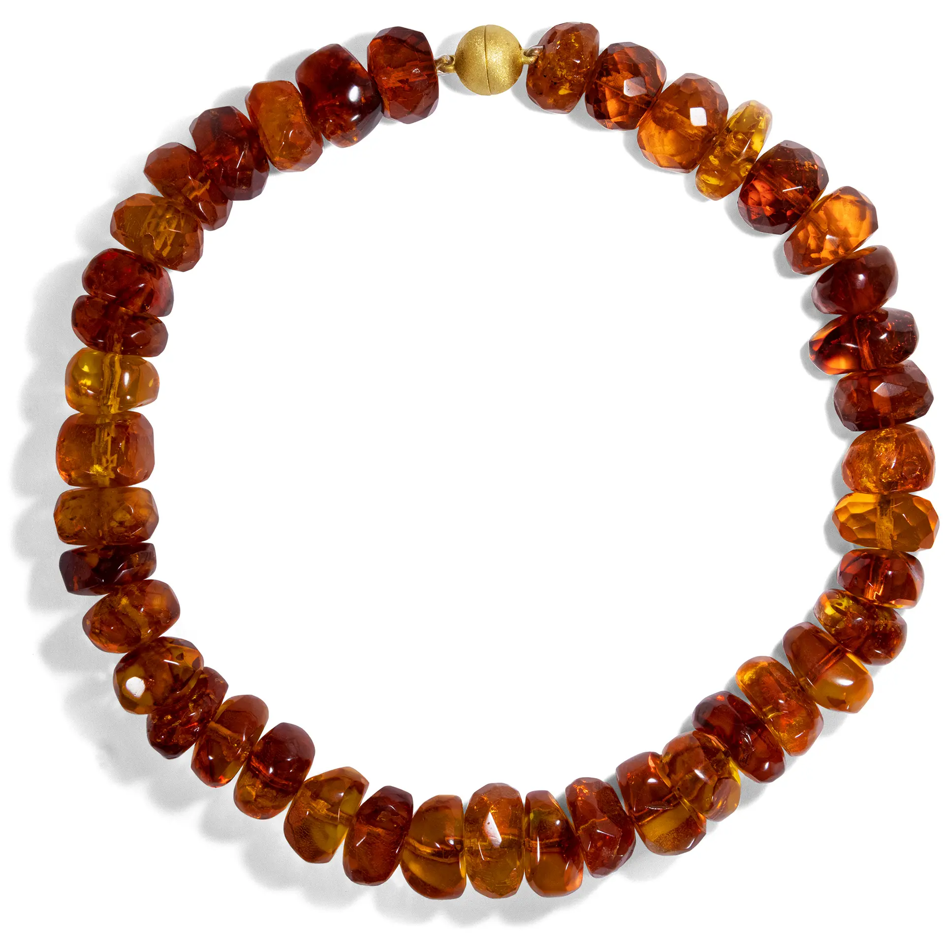 Wonderful Necklace Made of Antique Faceted Ambers Created in Our Workshop