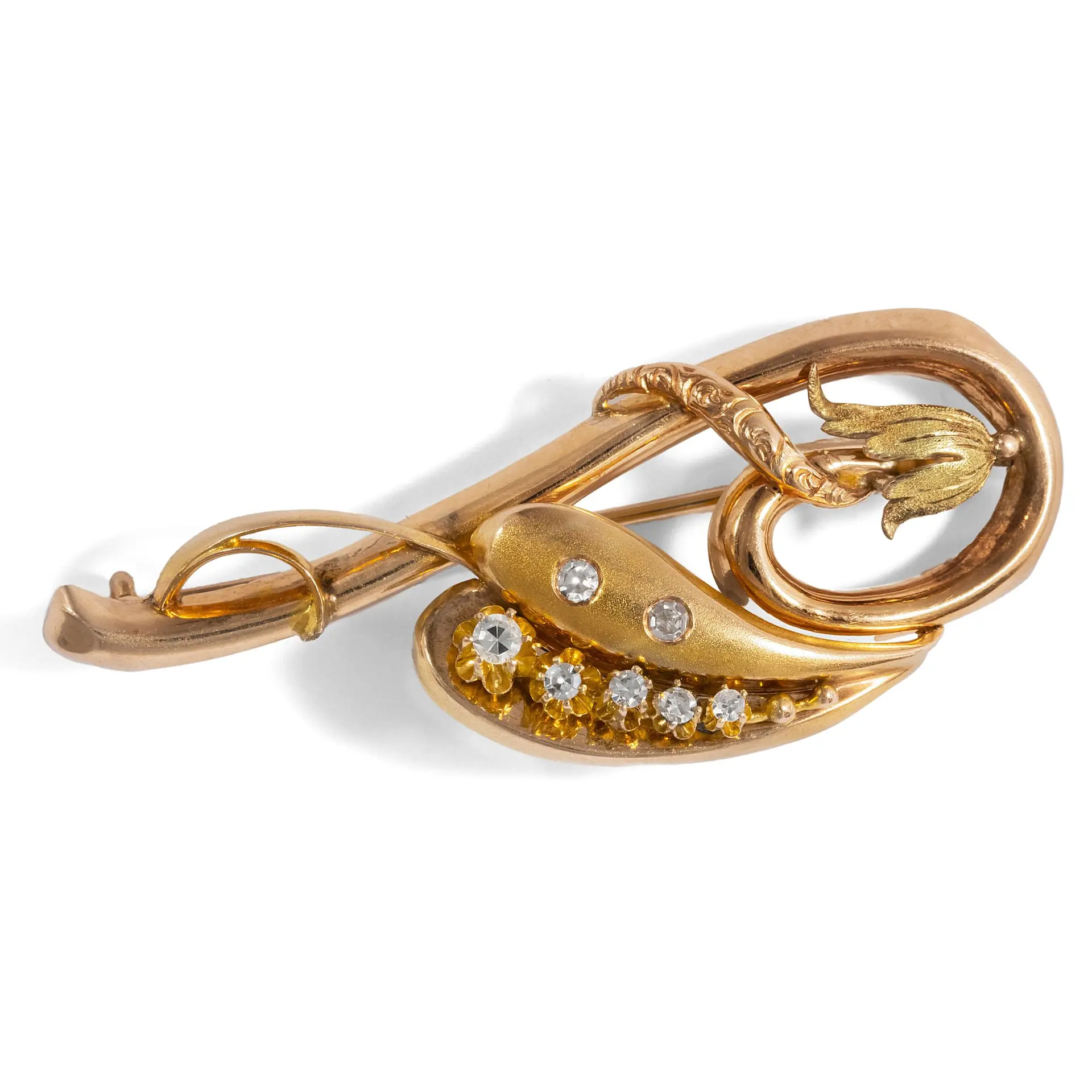 Elegant Gold & Diamond Brooch, c. 1880