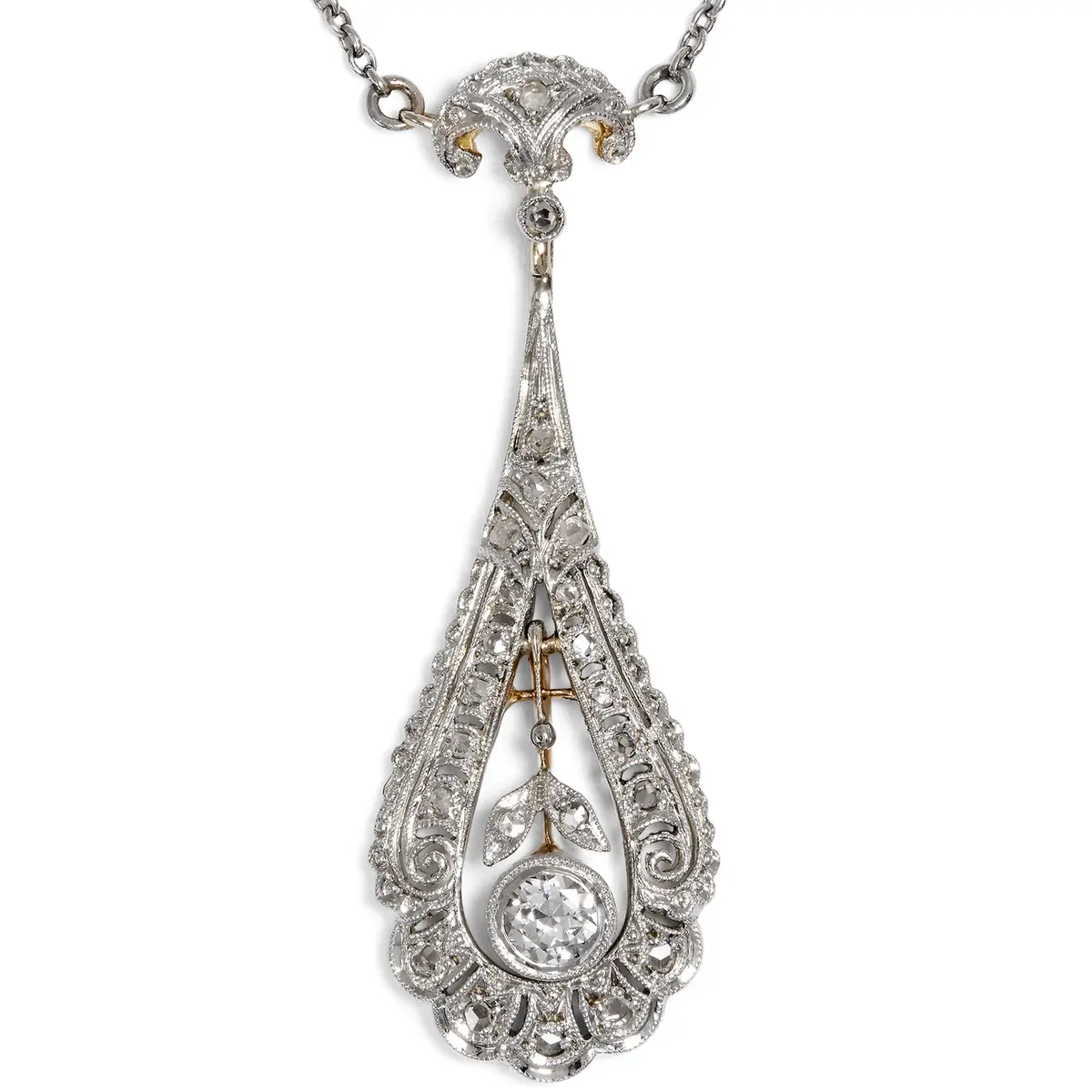 Antique Diamond Necklace in Platinum on Gold, Germany, c. 1915