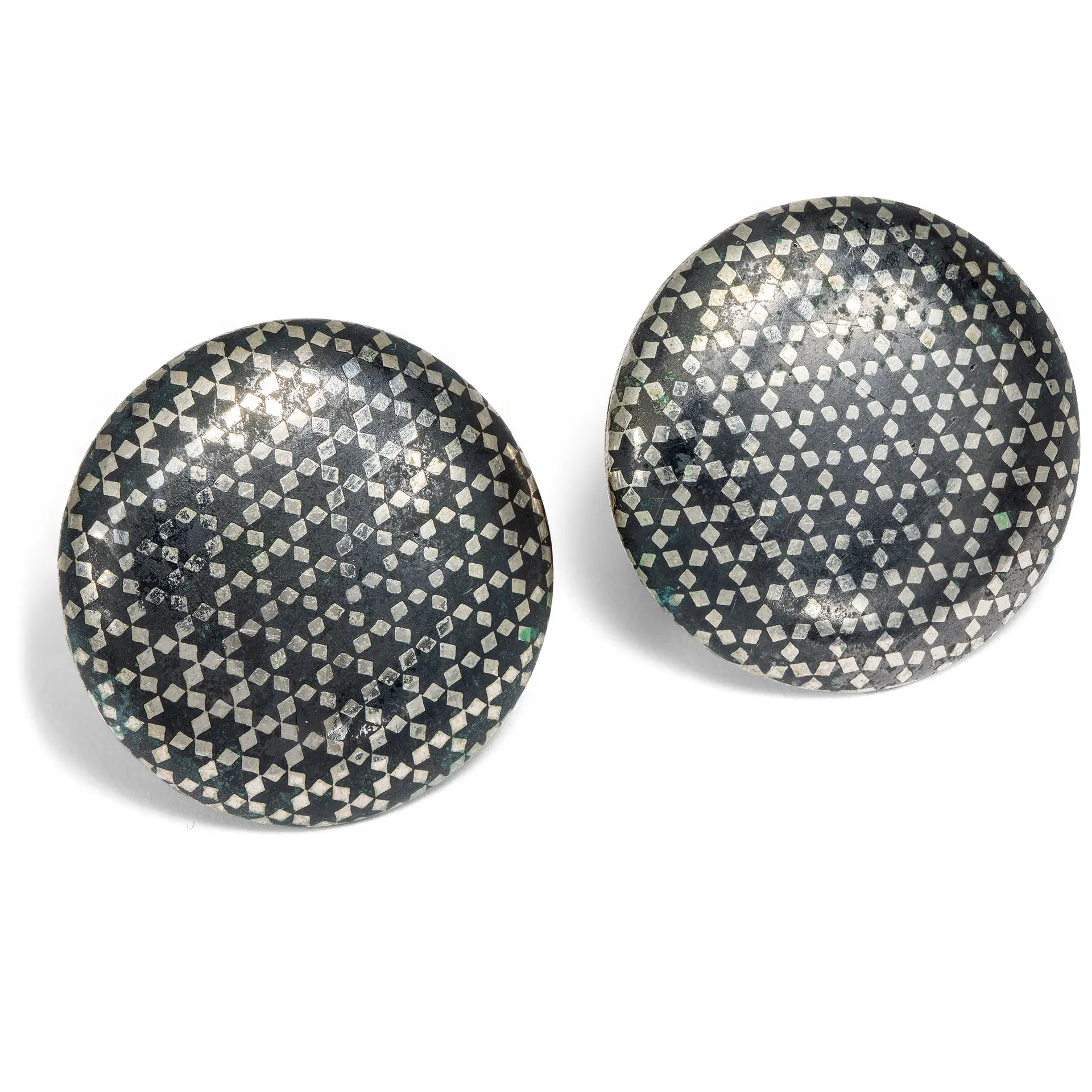Antique, Silver-Plated Cufflinks with Niello, c. 1900