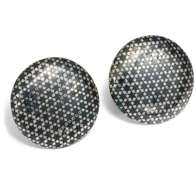 Antique, Silver-Plated Cufflinks with Niello, c. 1900