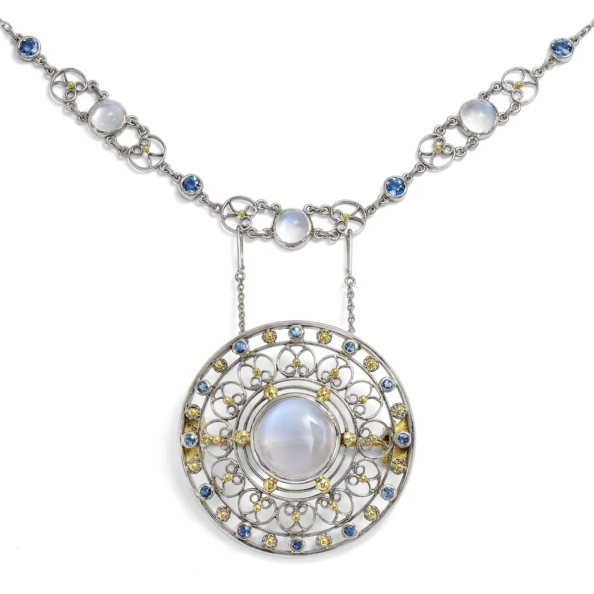 Antique Necklace with Sapphires & Moonstones by Tiffany & Co, New York, c. 1915