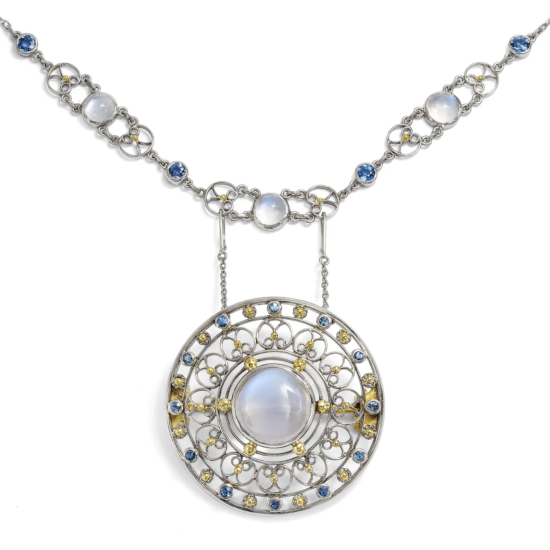 Antique Necklace with Sapphires & Moonstones by Tiffany & Co, New York, c. 1915