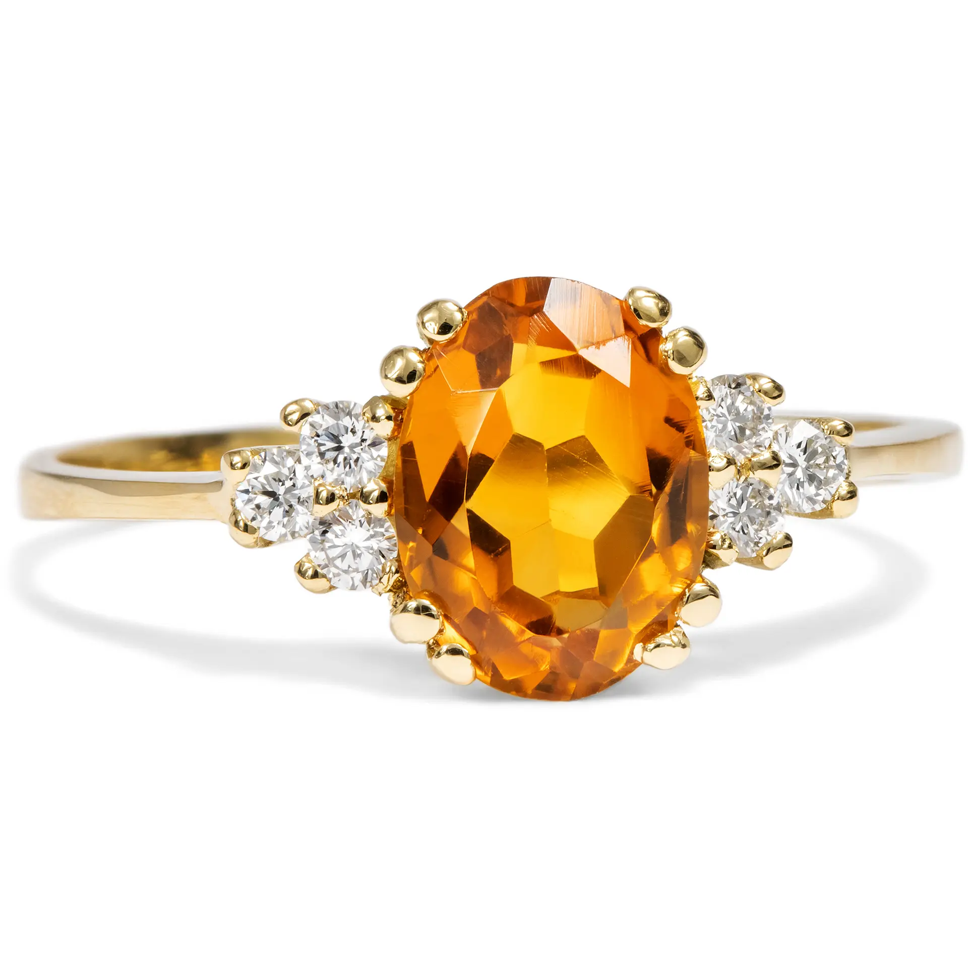 Unworn Gold Ring With Madeira Citrine & Diamonds From Our Workshop