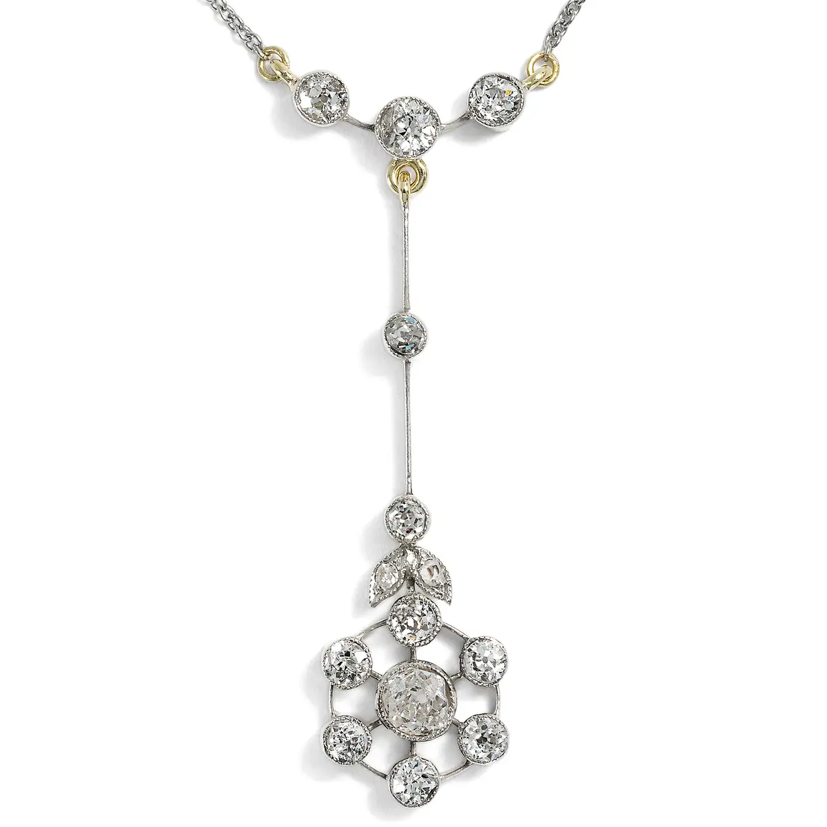 Antique Diamond Necklace in Platinum on Gold, c. 1910