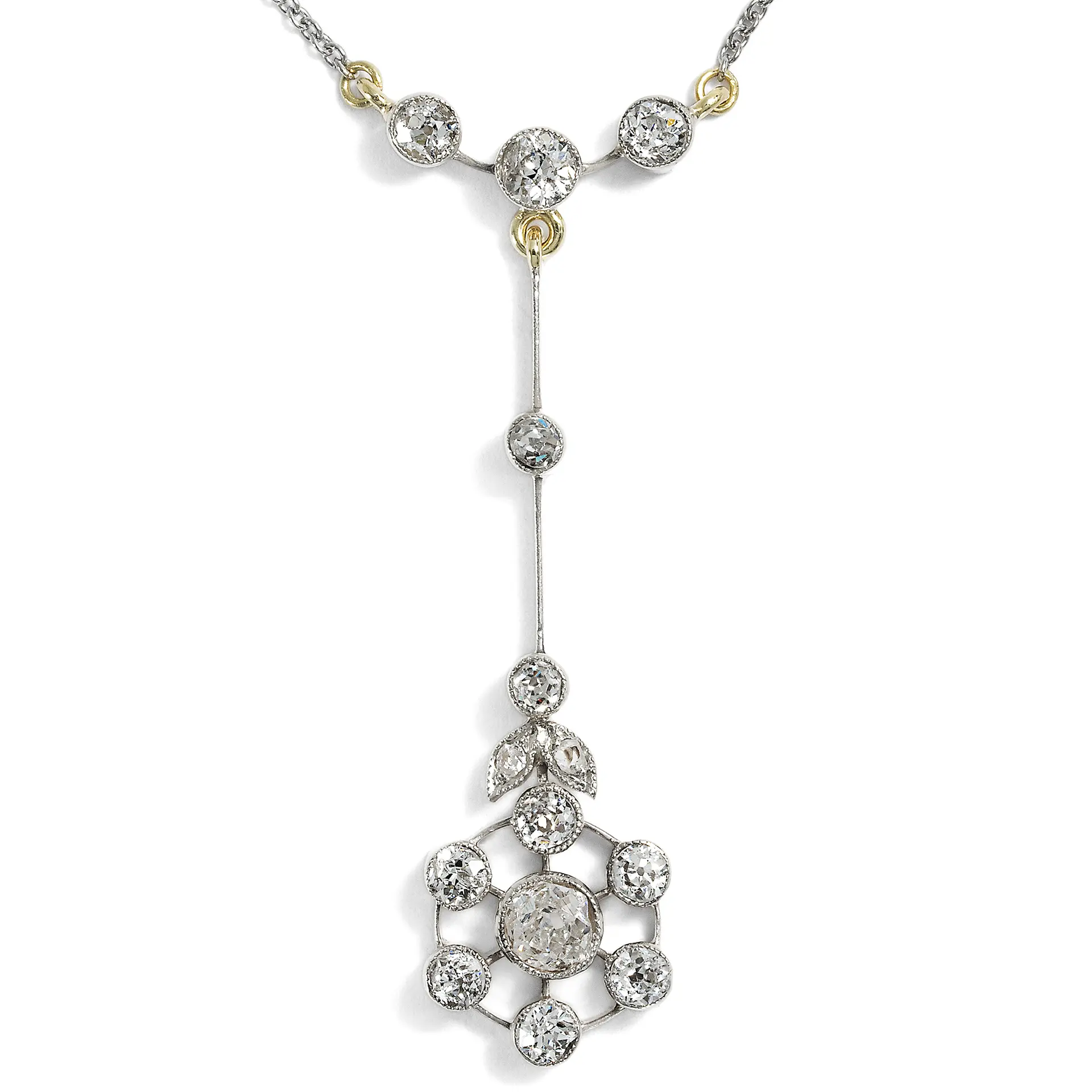 Antique Diamond Necklace in Platinum on Gold, c. 1910