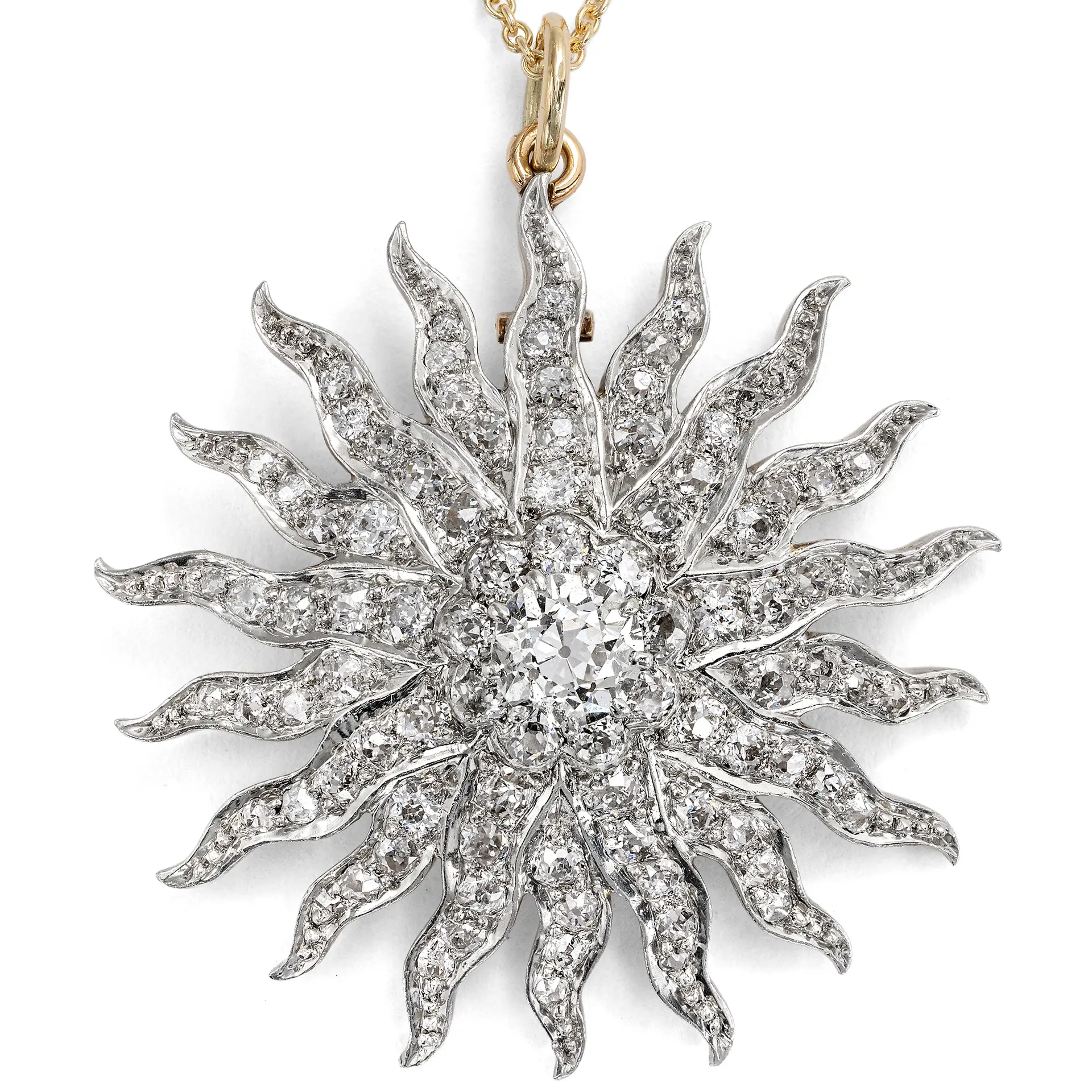 Convertible Antique Pendant-Brooch with 3.27 ct Old-Cut Diamonds, c. 1890