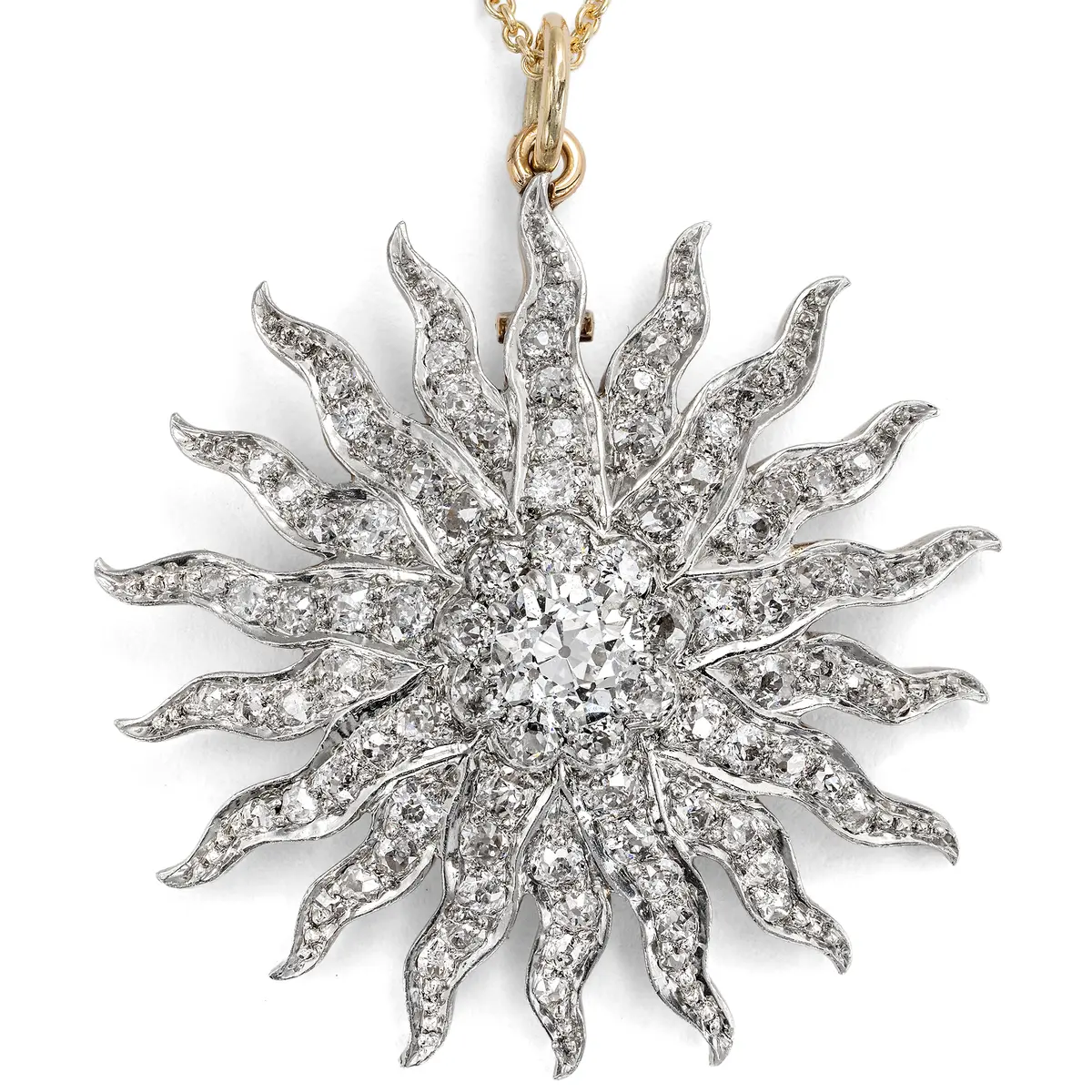 Convertible Antique Pendant-Brooch with 3.27 ct Old-Cut Diamonds, c. 1890