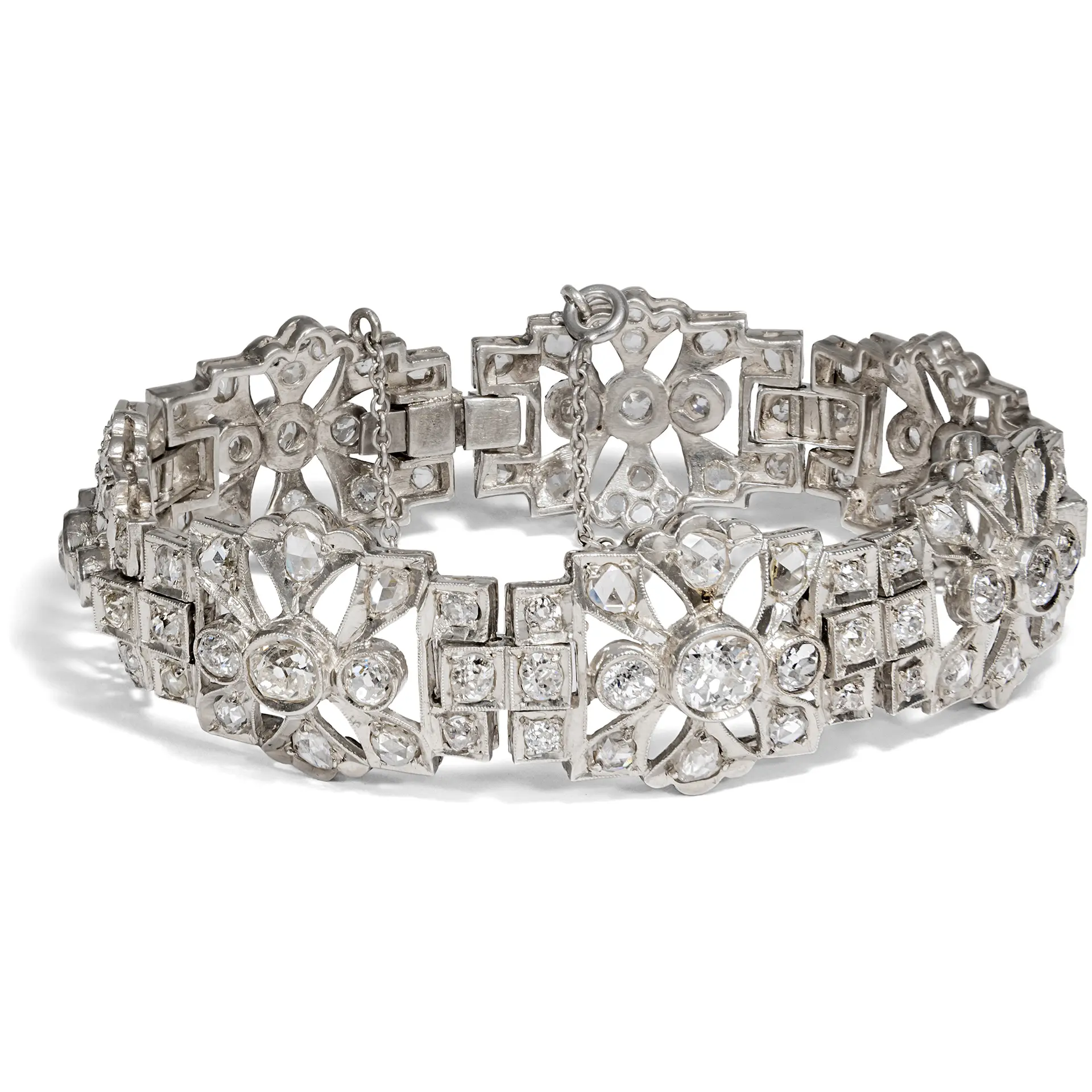 Glamorous Art Deco Silver & 12.73 ct Diamond Bracelet, c. 1940