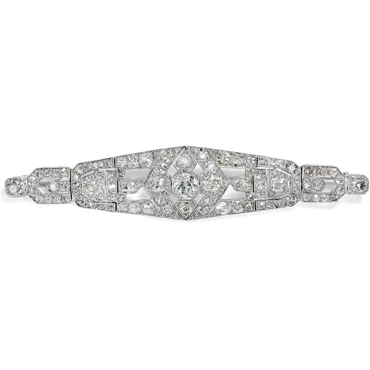Glamorous Art Déco Brooch With 7.00 Ct Diamonds In Platinum, Circa 1930