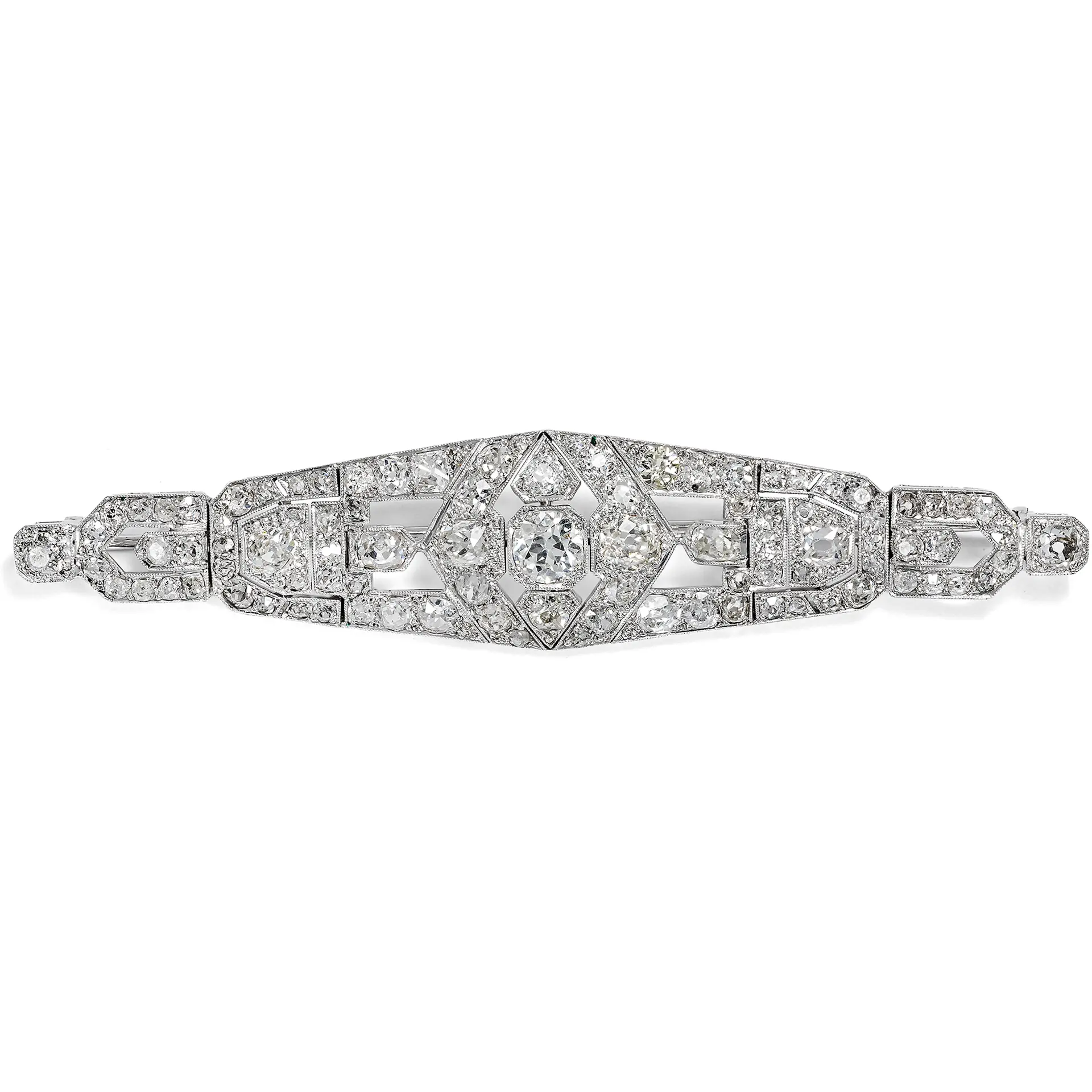 Glamorous Art Déco Brooch With 7.00 Ct Diamonds In Platinum, Circa 1930
