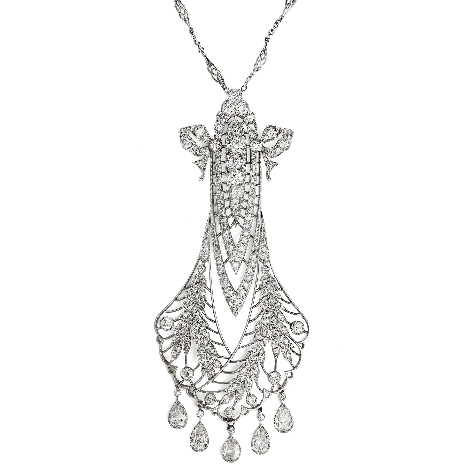Large "Garland Style" Necklace with Diamonds in Platinum by Tiffany