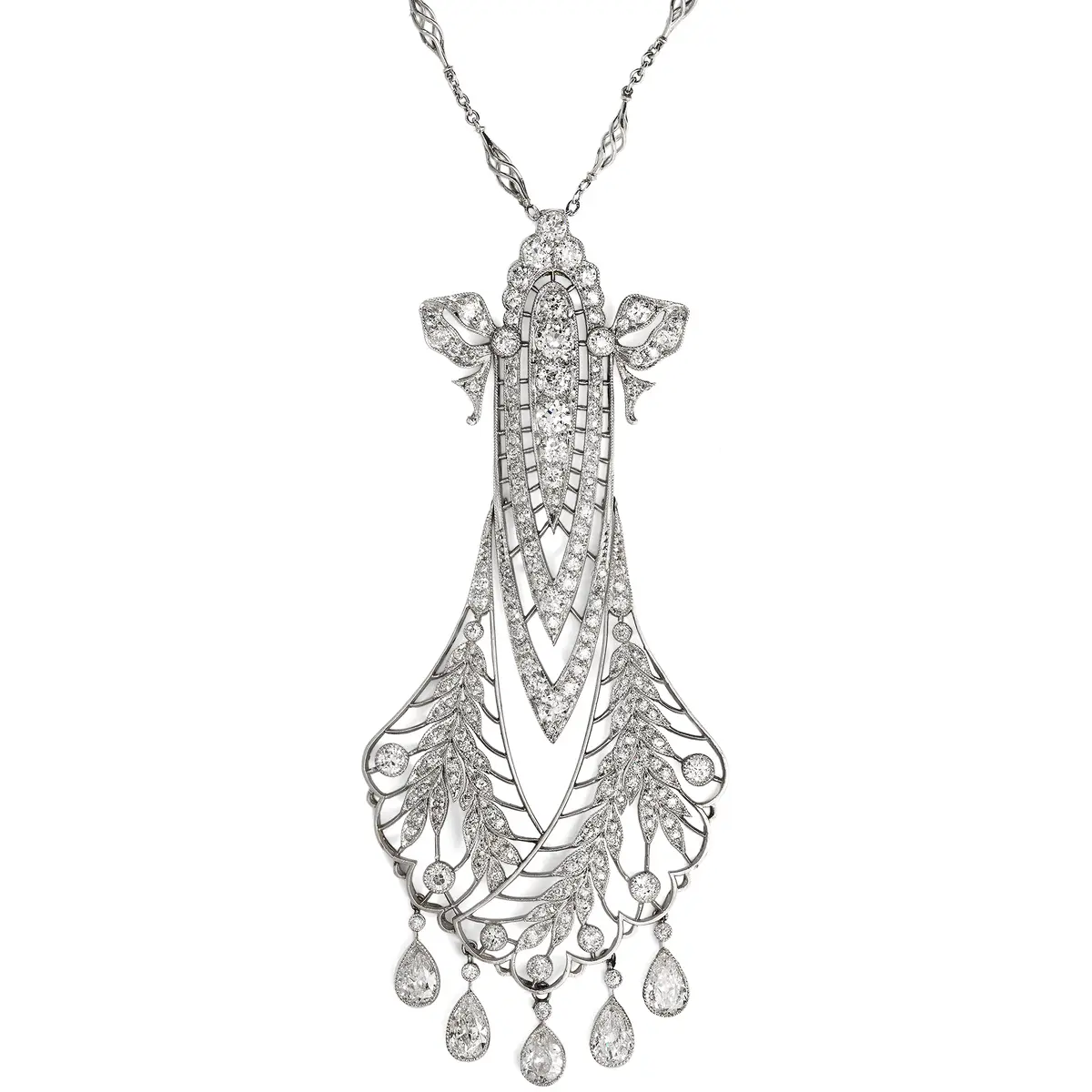 Large "Garland Style" Necklace with Diamonds in Platinum by Tiffany
