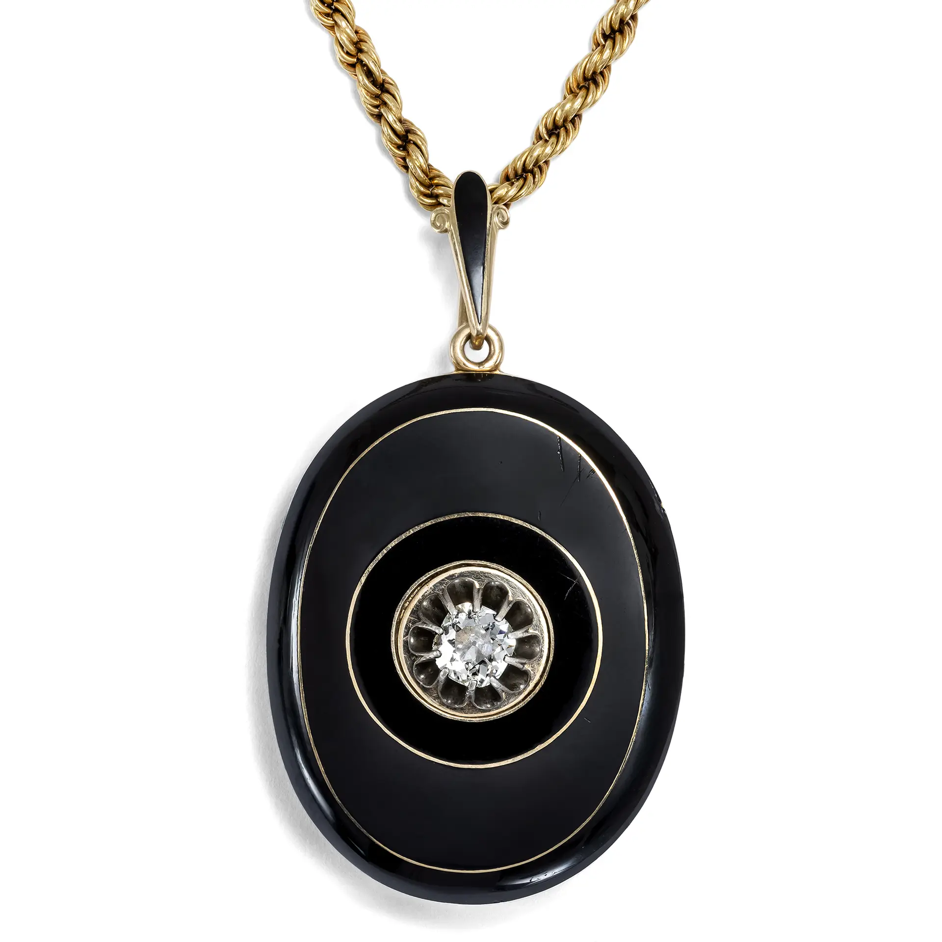 Large Gold Locket with an “Old Mine Cut” Diamond, c. 1870