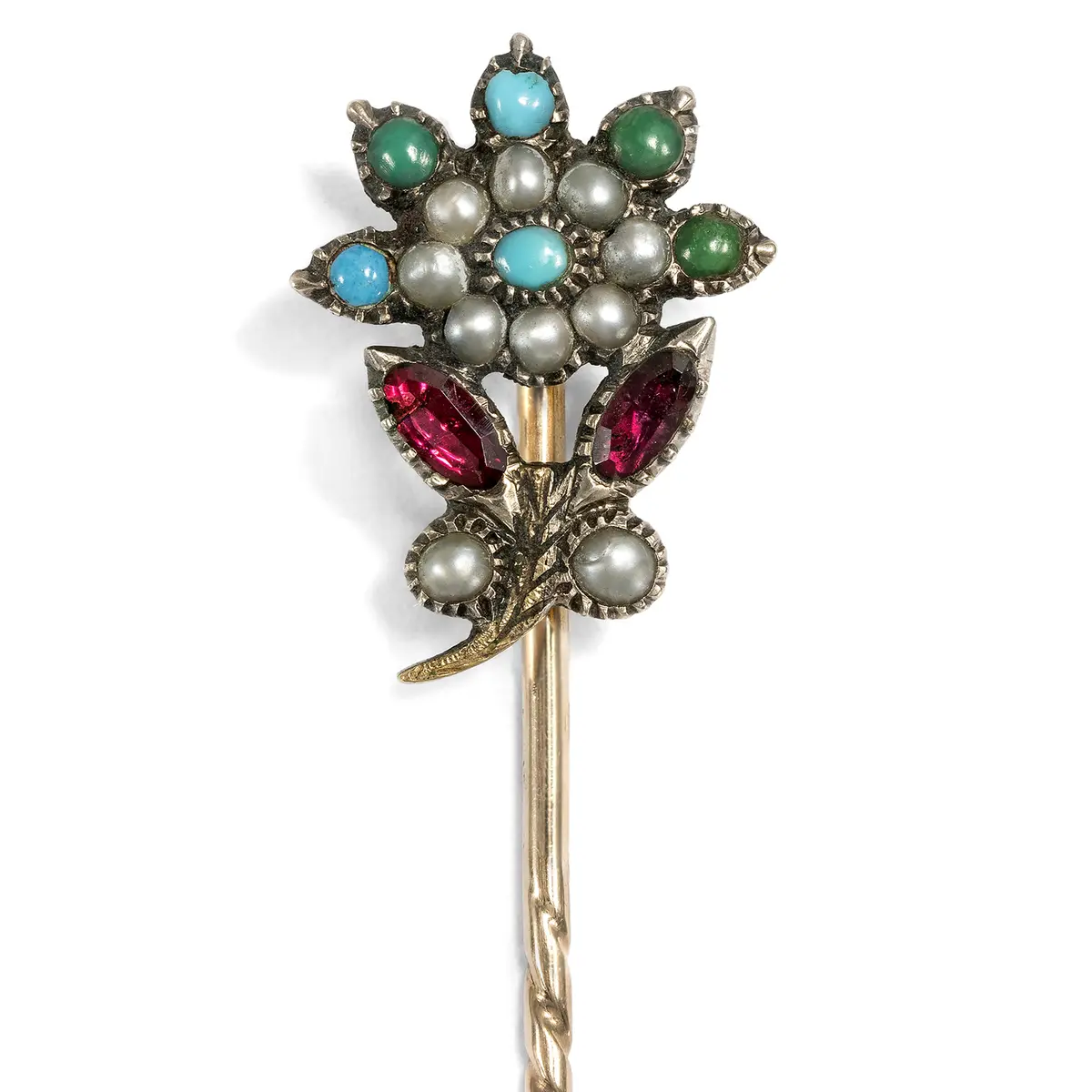 Colorful Antique georgian Revival Pin, c. 1890