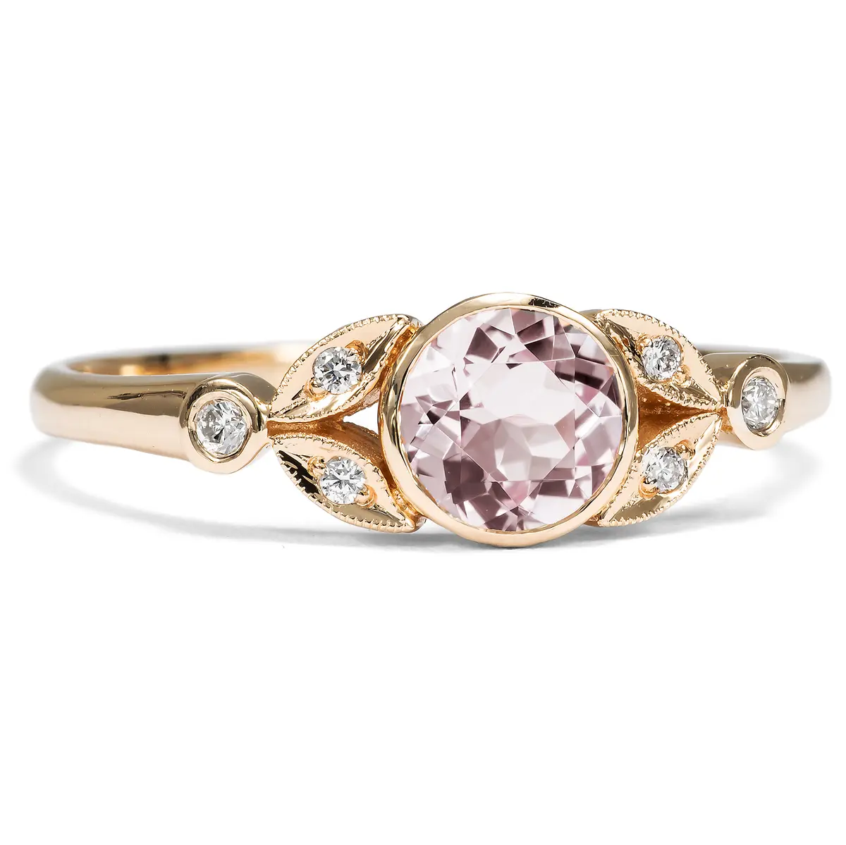 Delicate Rose Gold Ring with Morganite & Diamonds From Our Workshop