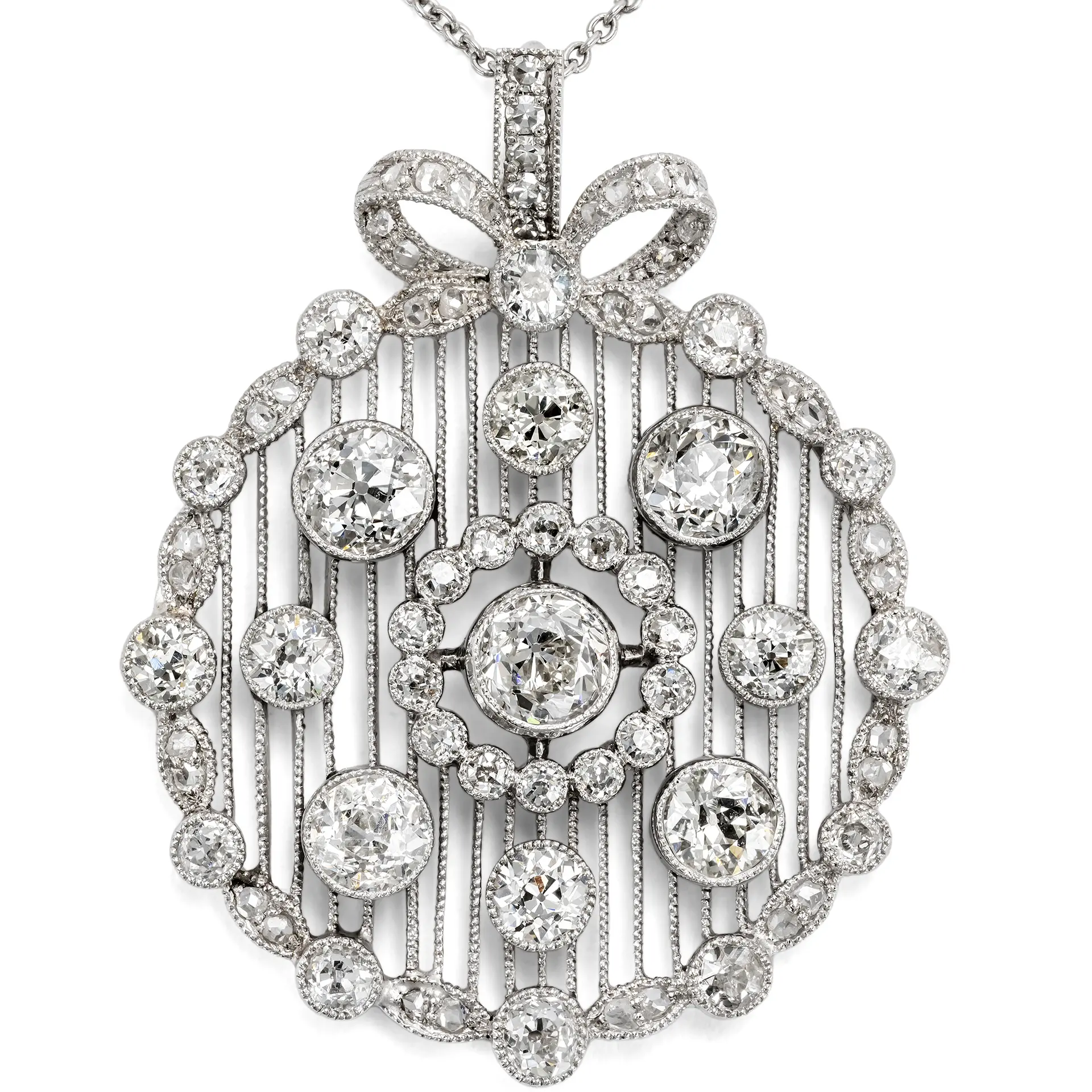 Precious Belle Époque Pendant with Diamonds in Platinum, c. 1910