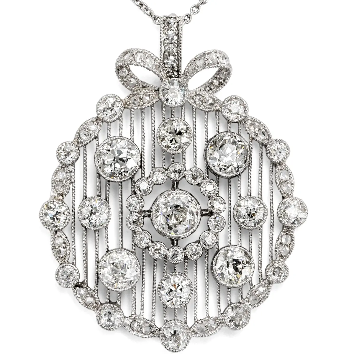 Precious Belle Époque Pendant with Diamonds in Platinum, c. 1910