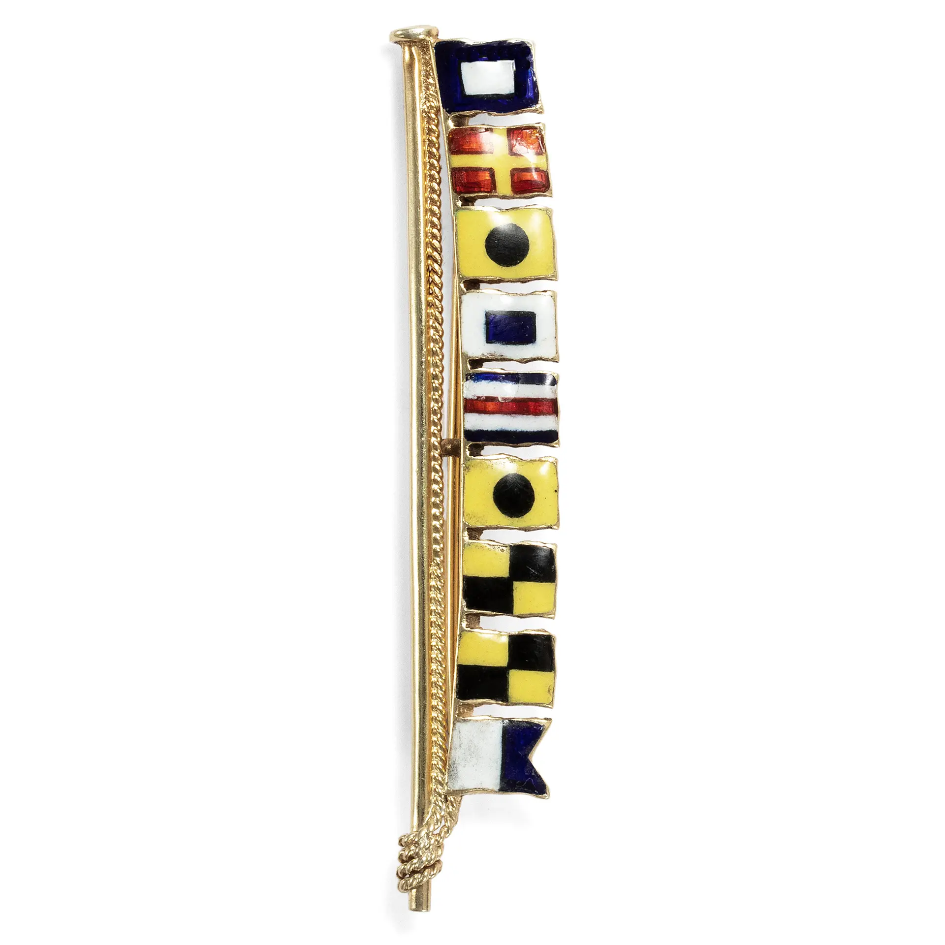 Vintage talking flags brooch in gold, Great Britain 1950s