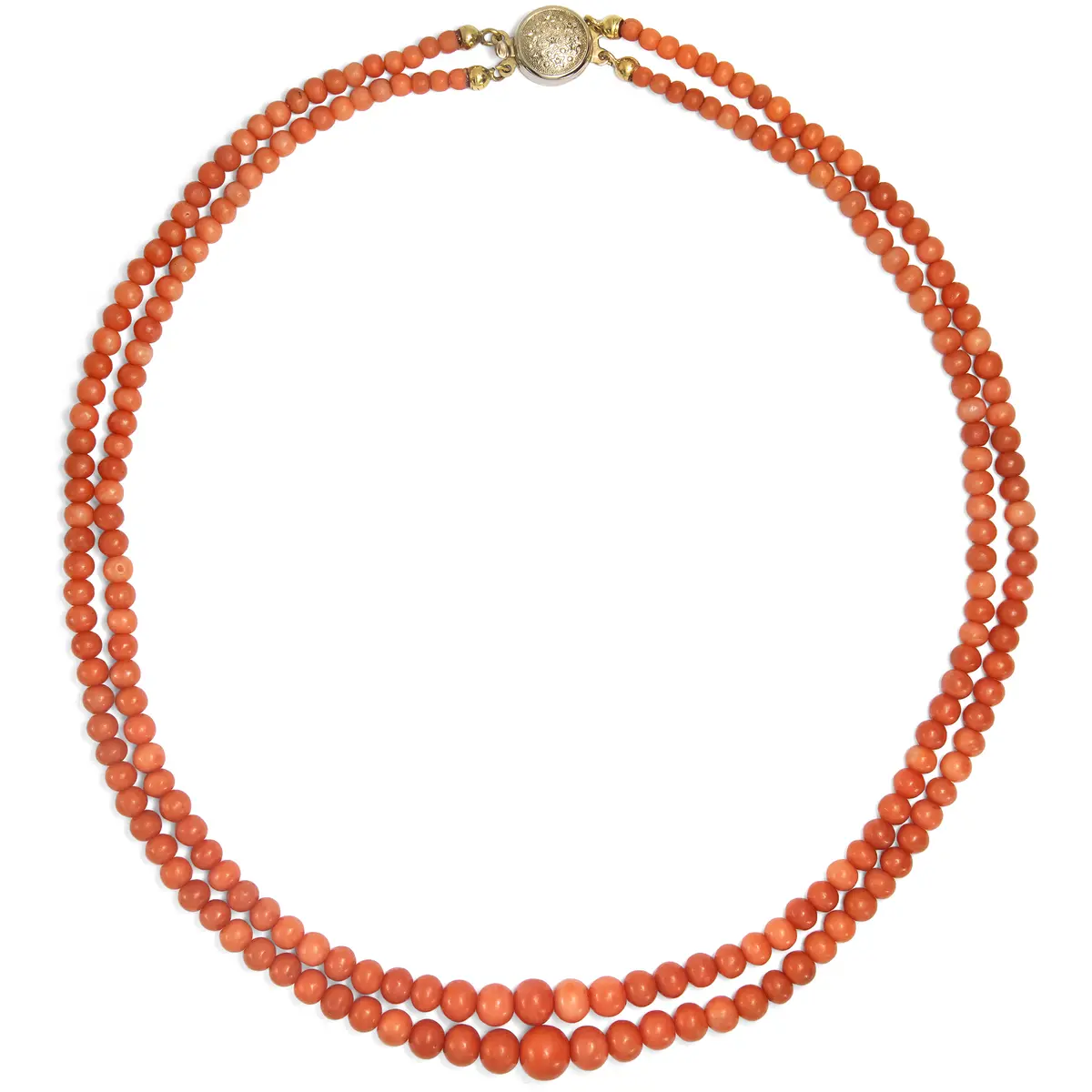 Antique Double-Row Necklace Made of "Corallo Sciacca", Italy c. 1900