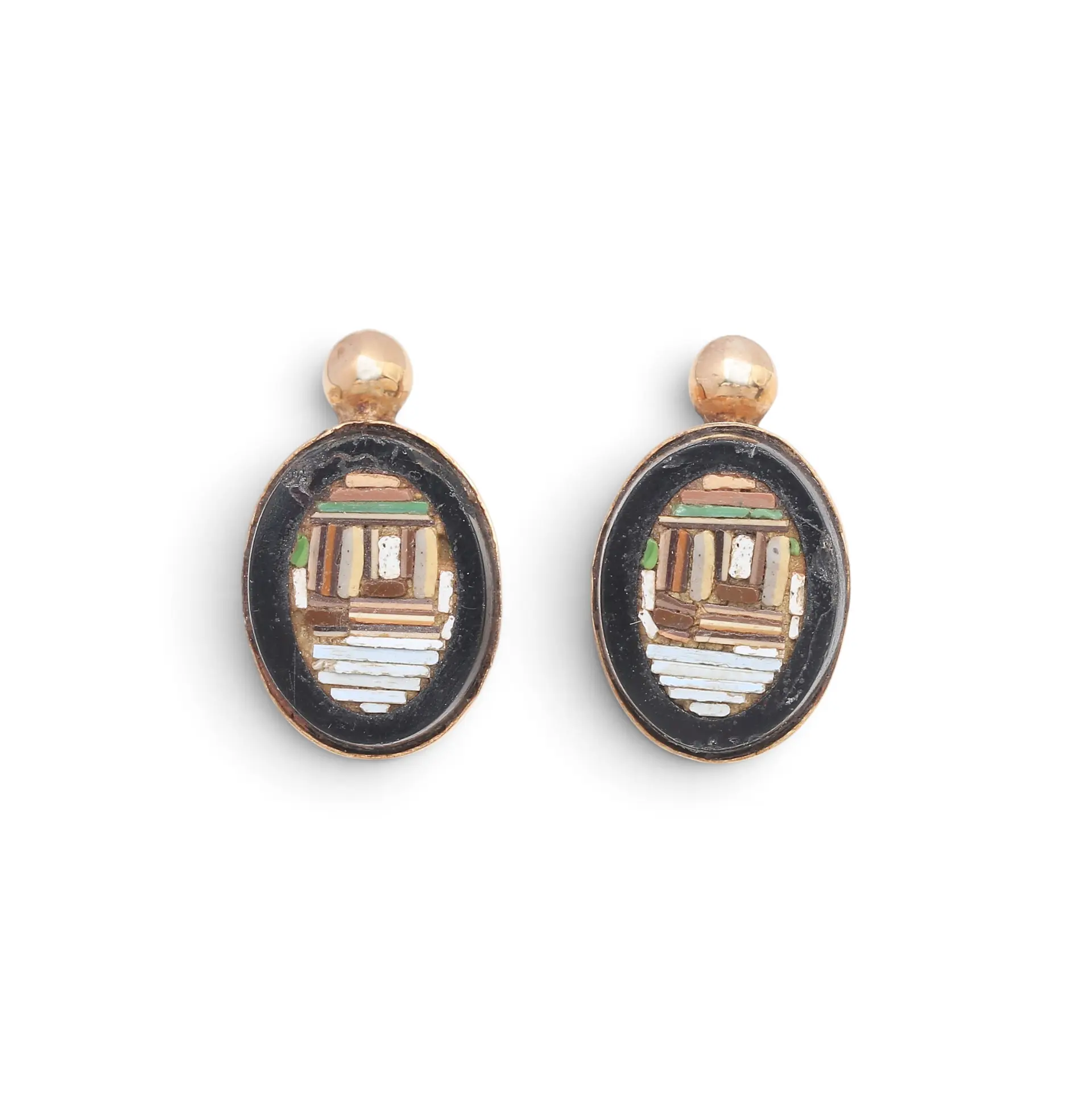 Micromosaic earrings, 19th Century.