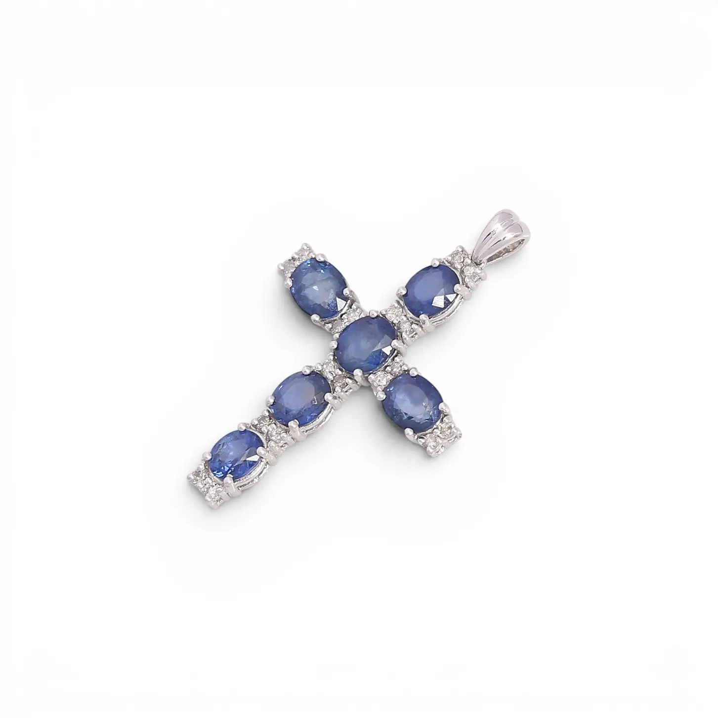 Sapphires and diamonds pendant cross.
