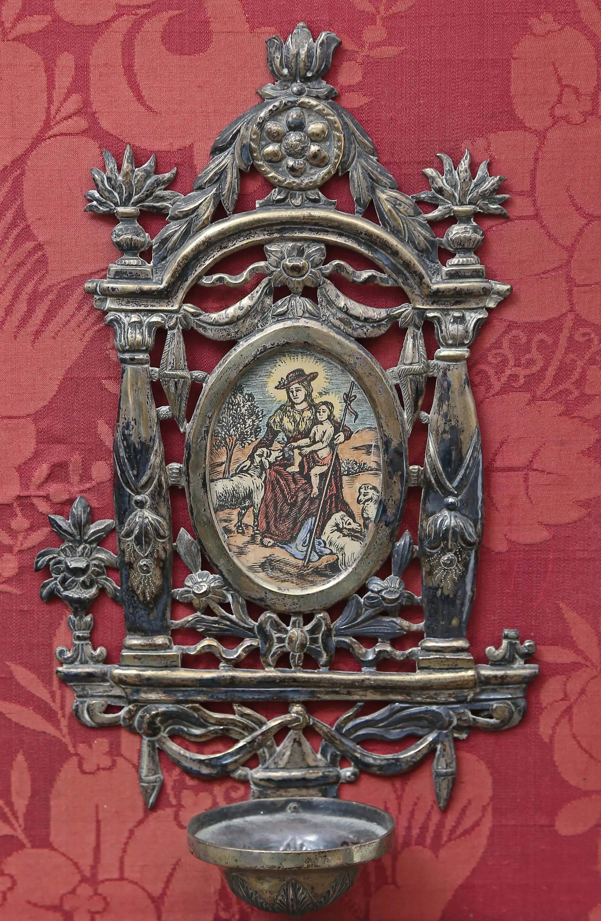 Charles IV silver holy water font, late 18th century.
