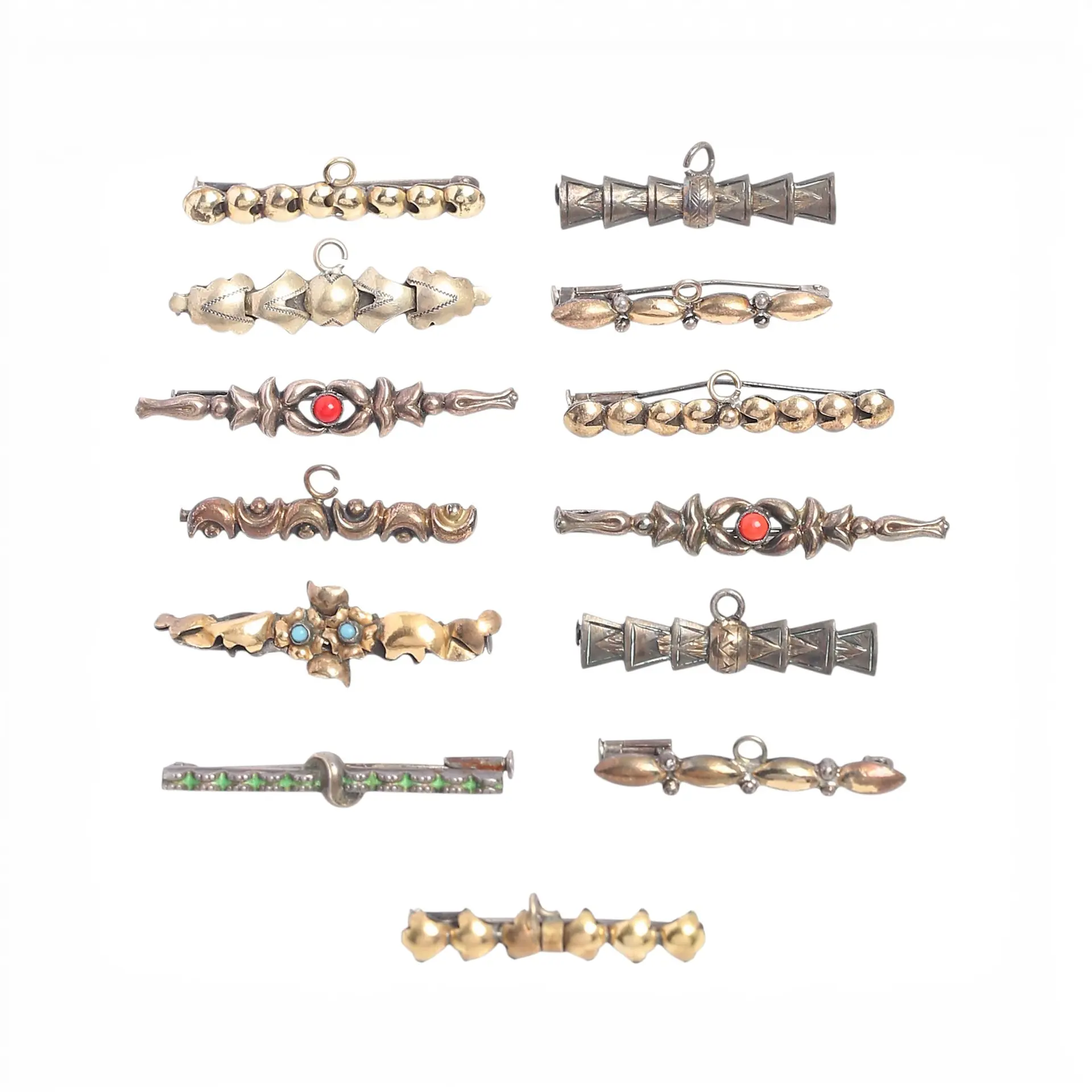 Thirteen silver baptism or communion brooches/pins, first half of