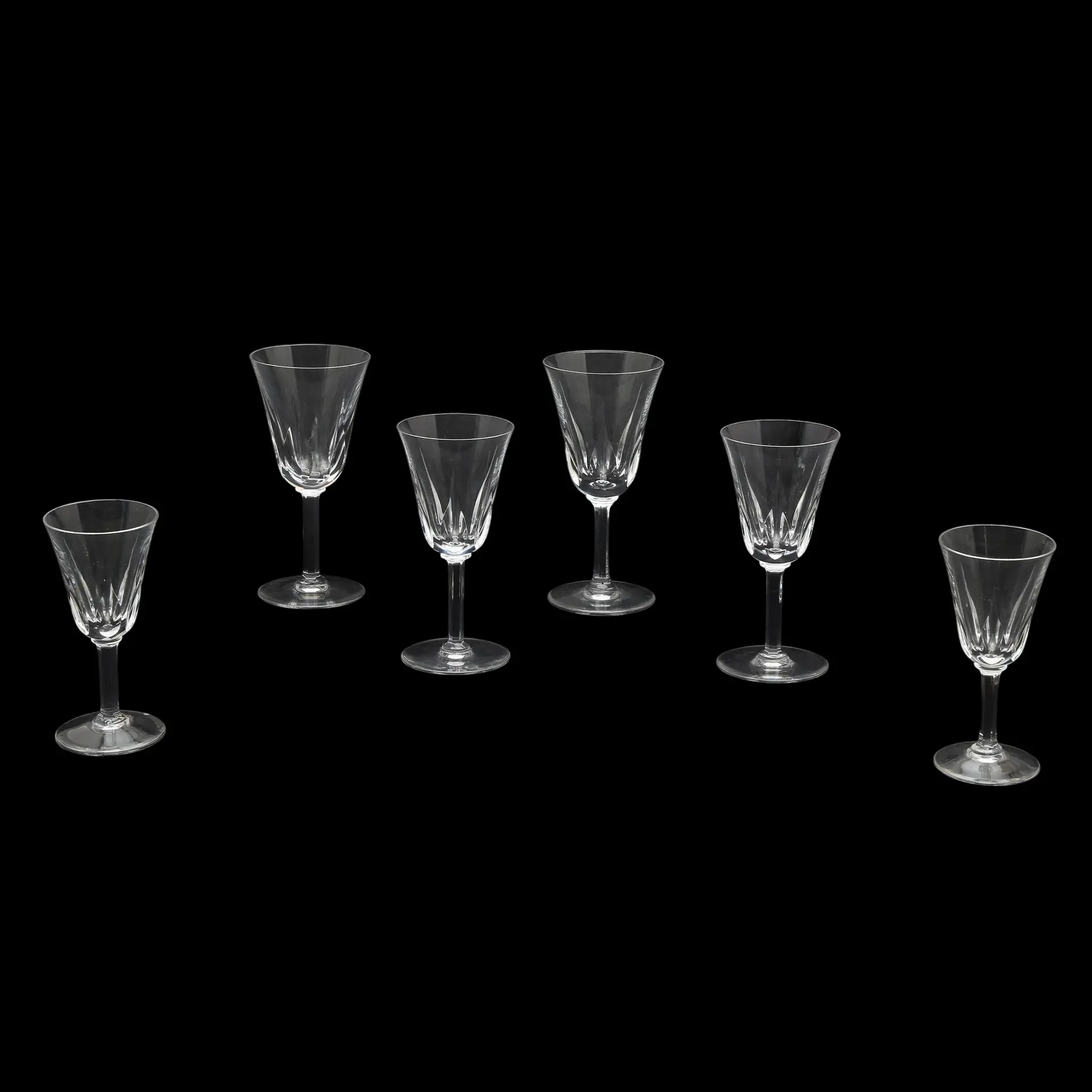Saint Louis crystal glassware set for eight.