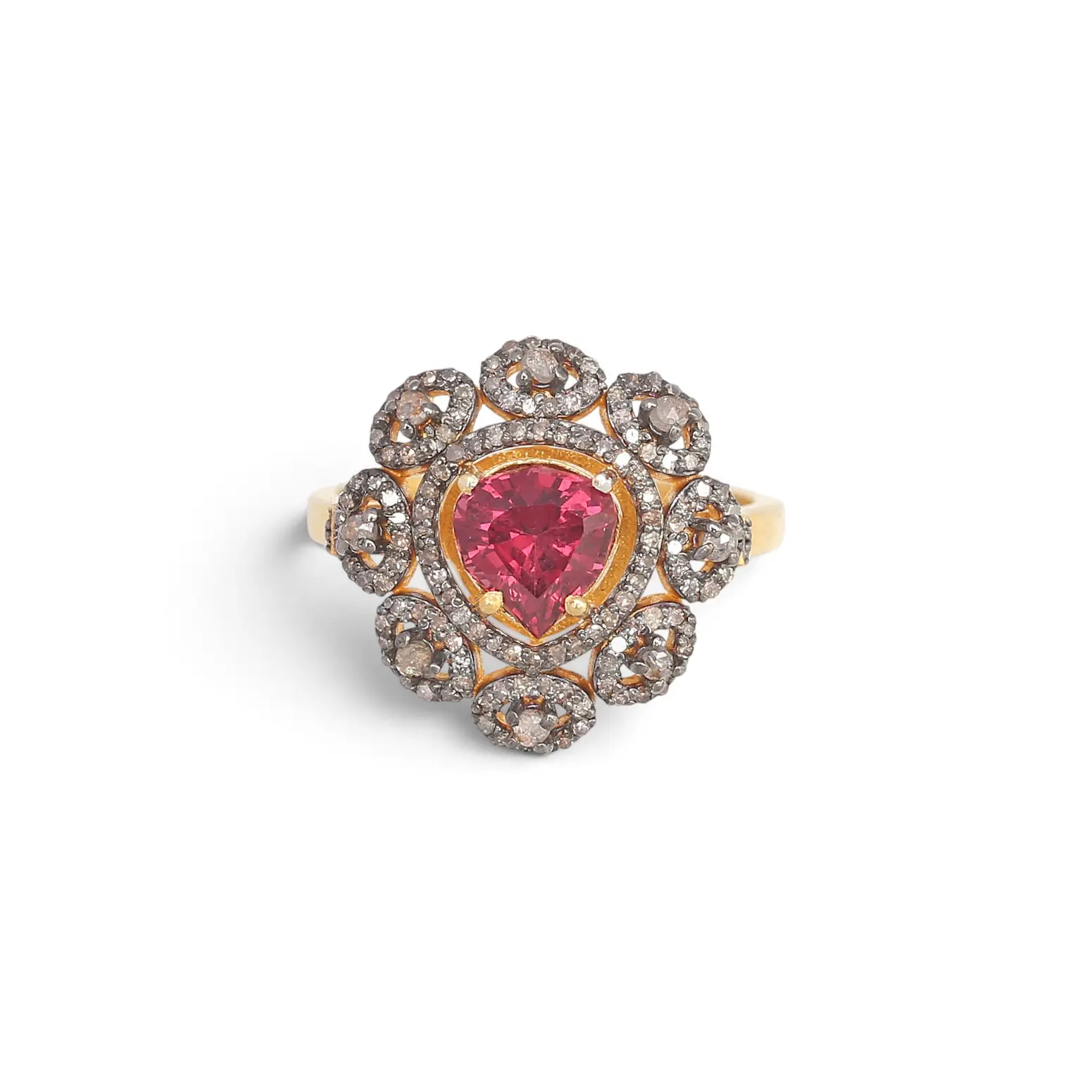 Garnet and diamonds ring.