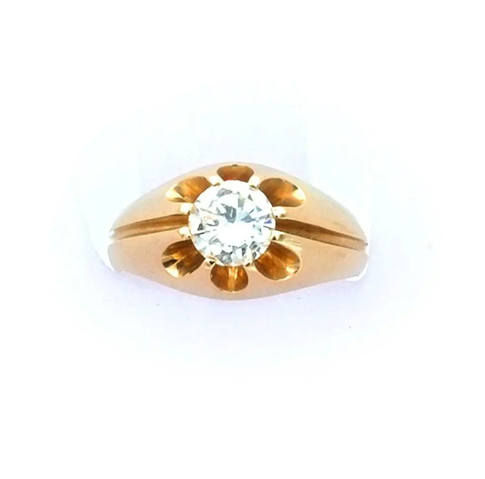 Vintage Diamant Solitär Ring mit 0.93 ct Brillant (Natürlich) in 14K Gelbgold