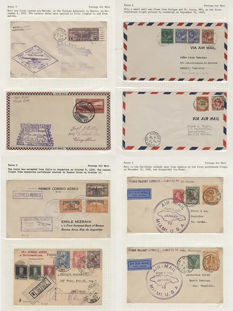 AIRMAILS collection of covers (47) written up on leaves