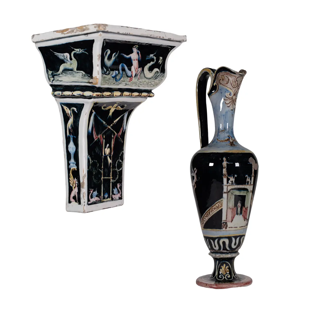 VERSATOIO IN MAIOLICA POLICROMA, FORNACE DEL XX SECOLO