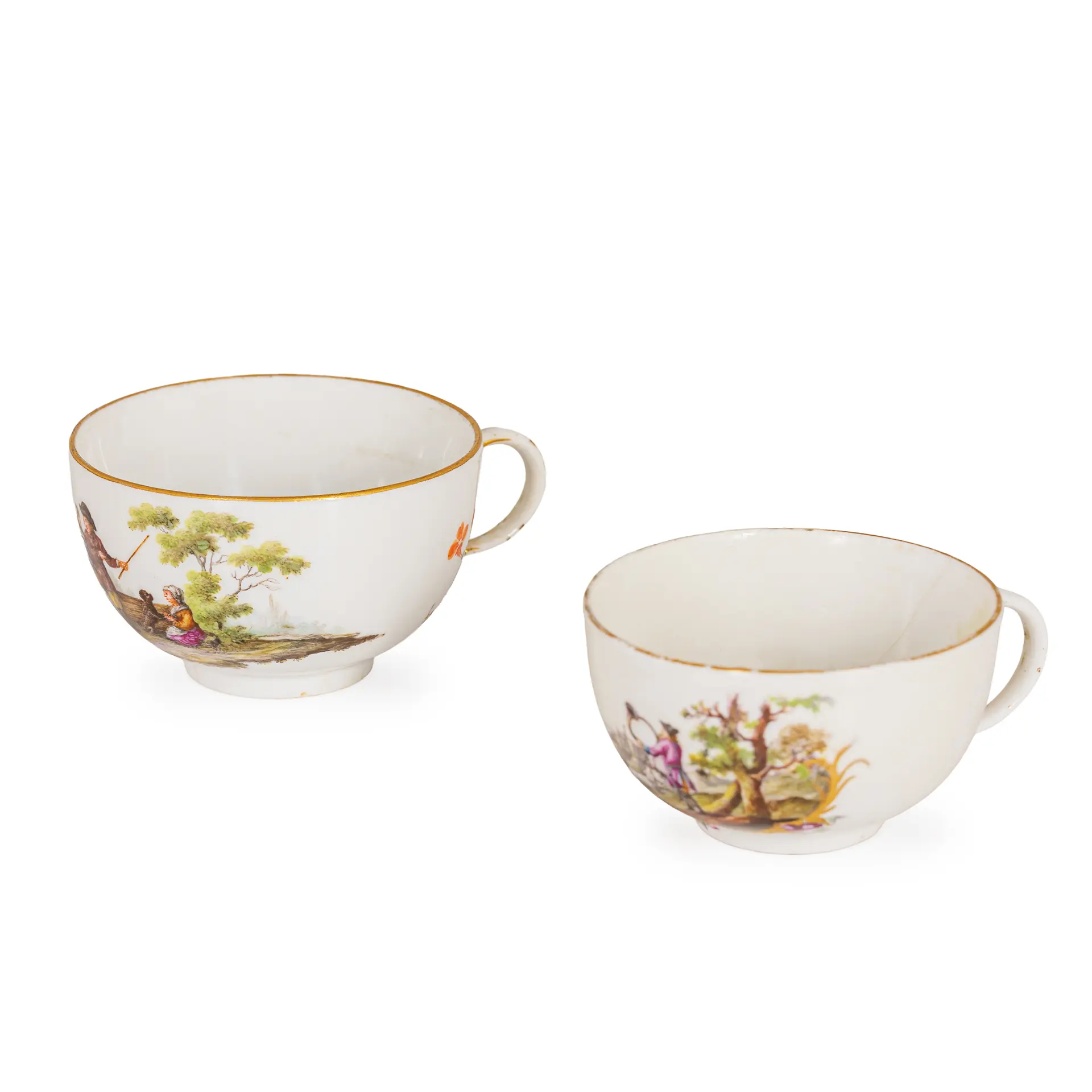 DUE TAZZE IN PORCELLANA POLICROMA, MANIFATTURA DI MEISSEN, 1764