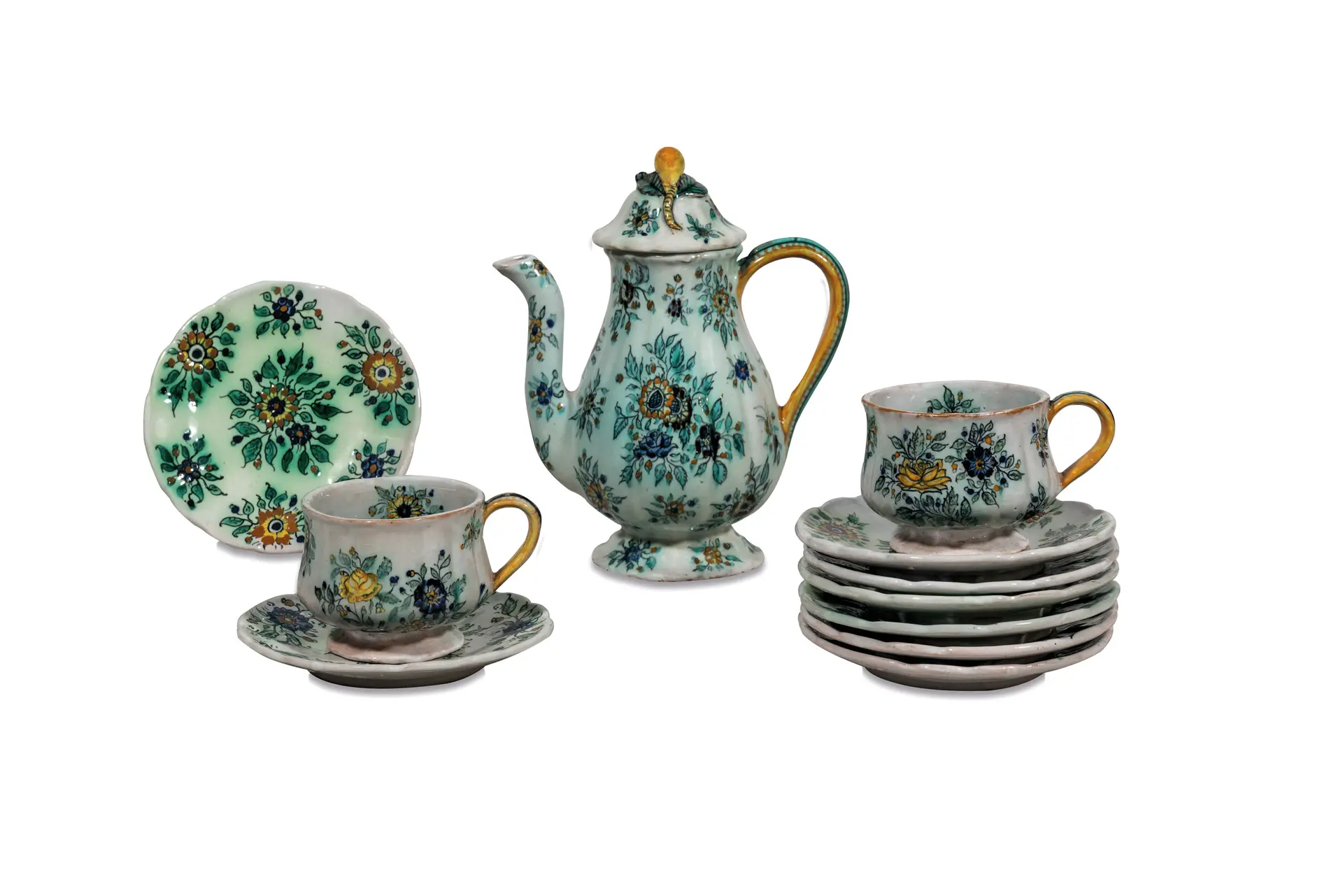 PARTE DI SERVIZIO IN MAIOLICA POLICROMA, MAIOLICHE ARTISTICHE PESARESI