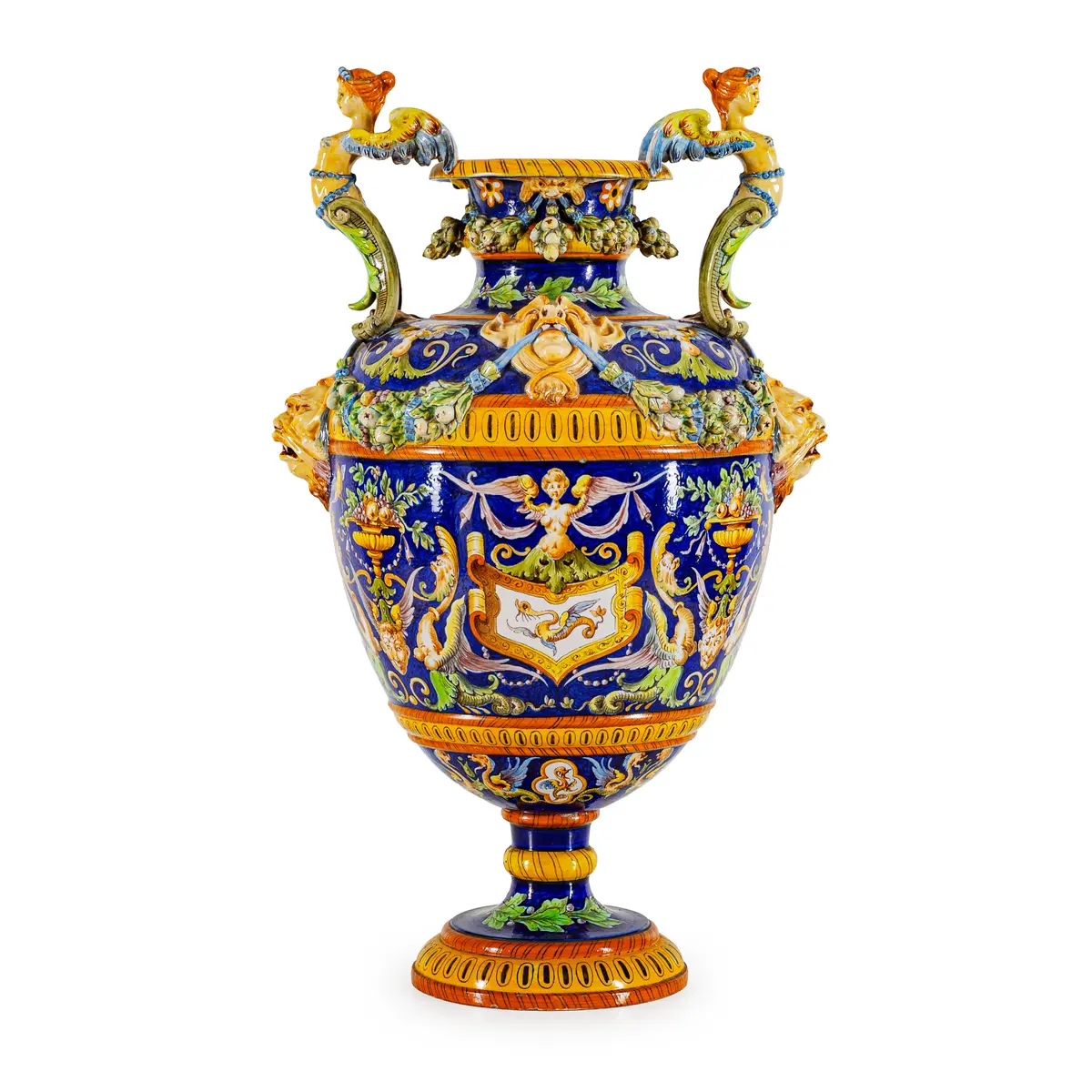VASO IN MAIOLICA POLICROMA, MANIFATTURA GINORI A DOCCIA, SECONDA METÀ