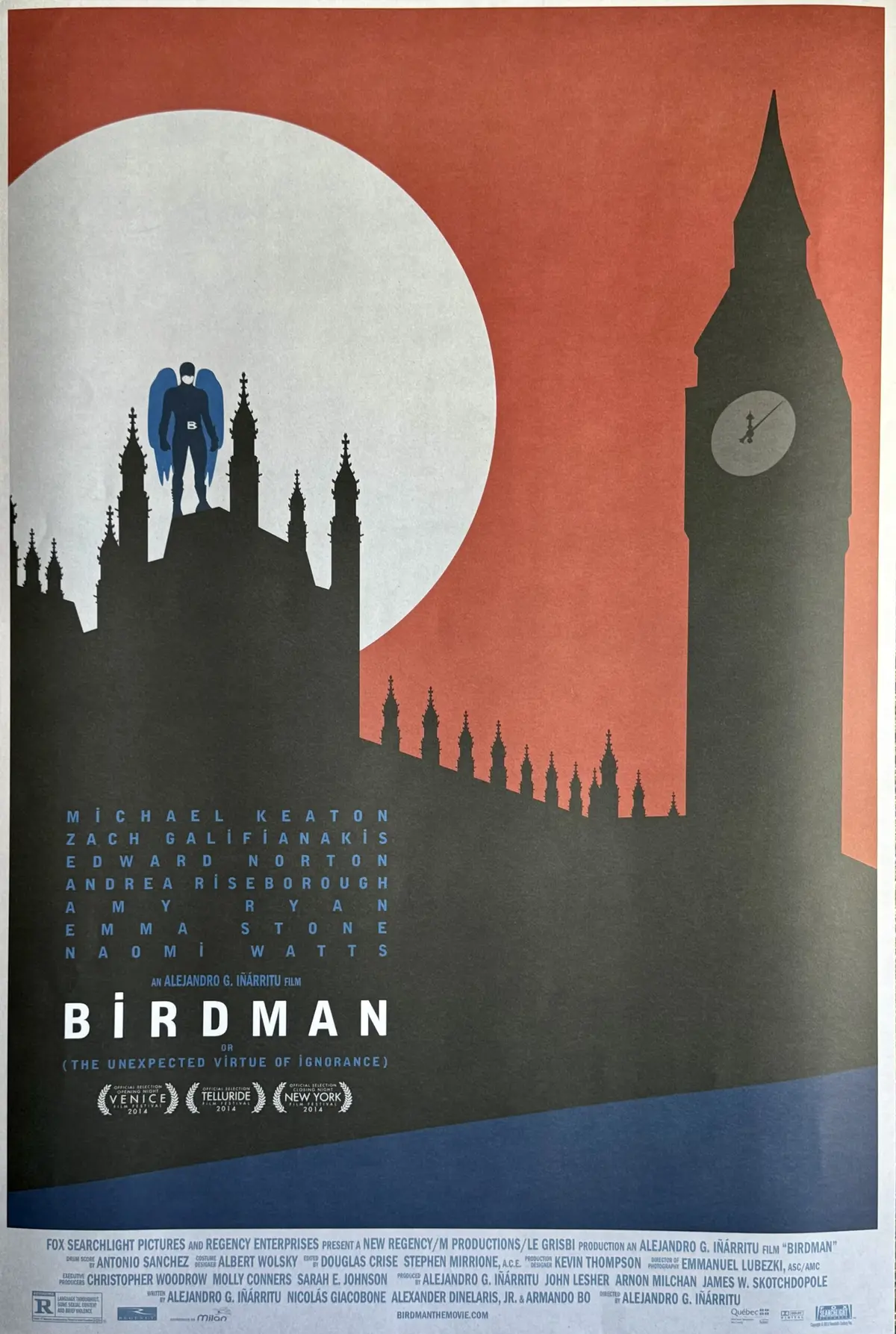Original BiRDMAN Movie Poster - Michael Keaton - London