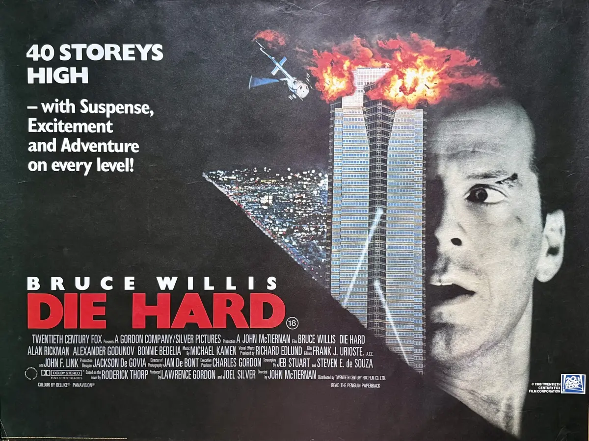Original Die Hard Movie Poster - Bruce Willis - Alan Rickman