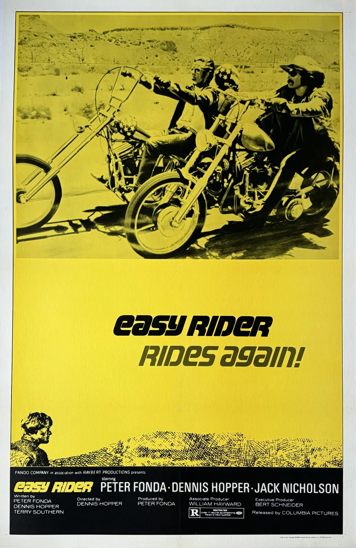 Original Easy Rider Movie Poster - Peter Fonda - Harley Davdison