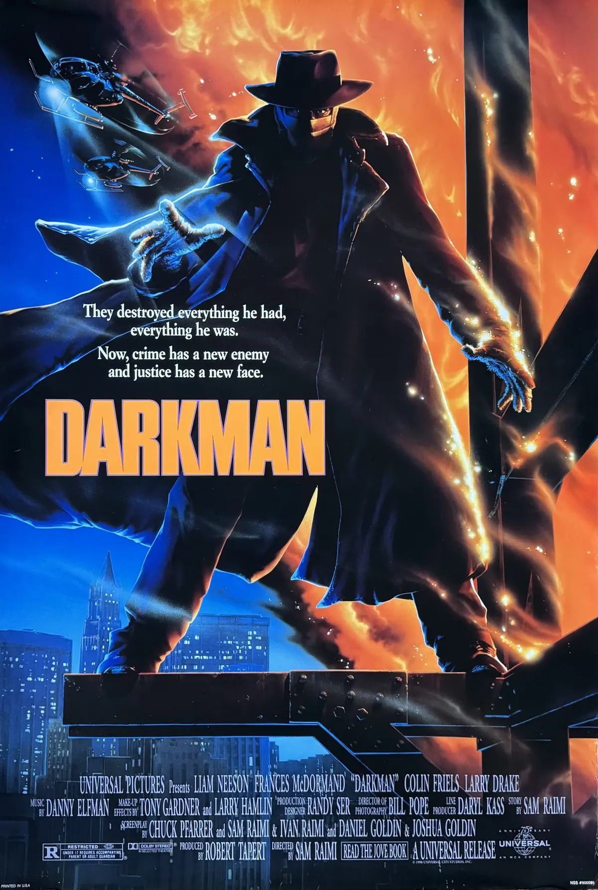 Original Darkman Movie Poster - Liam Neeson - Sam Raimi