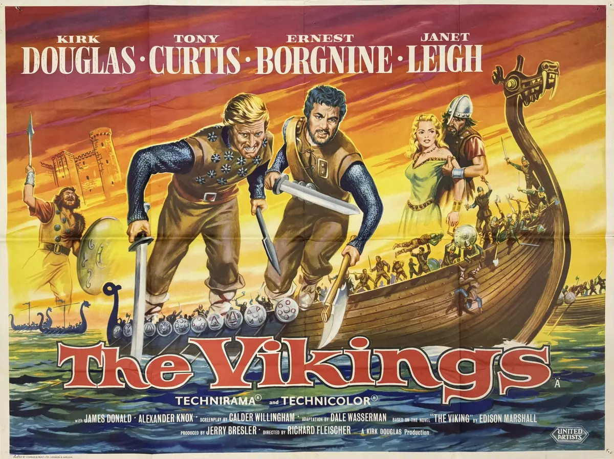 Original The Vikings Movie Poster - Kirk Douglas - Tony Curtis