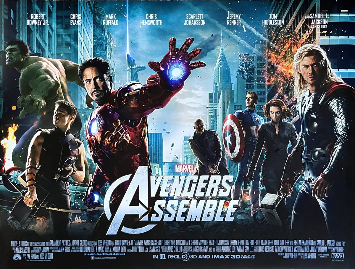 Original Avengers Assemble Movie Poster - Thor - Hulk - Iron Man - Marvel