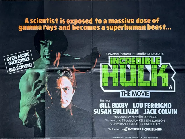 Original Incredible Hulk Movie Poster - Bill Bixby - Lou Ferrigno