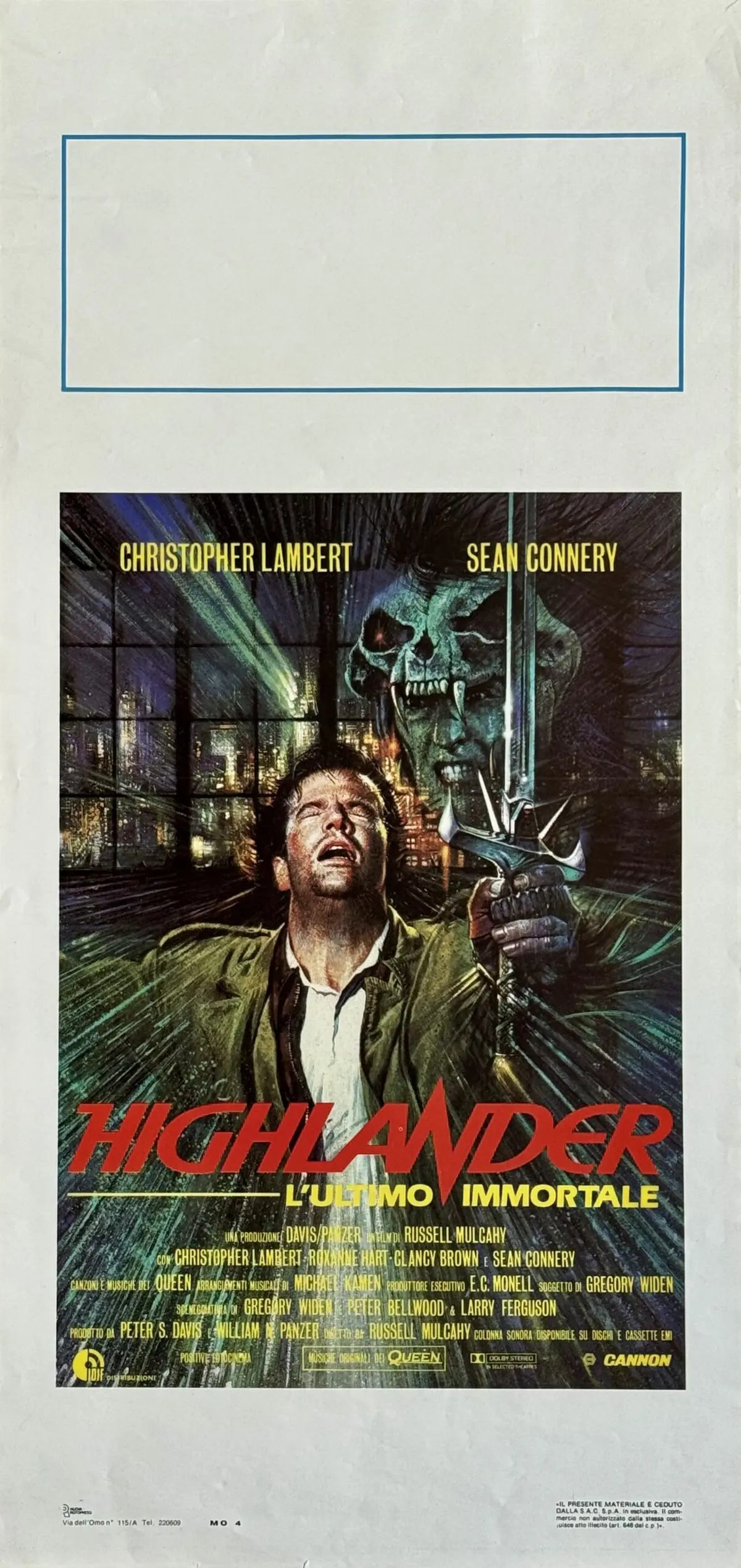 Original Highlander Movie Poster - Christopher Lambert