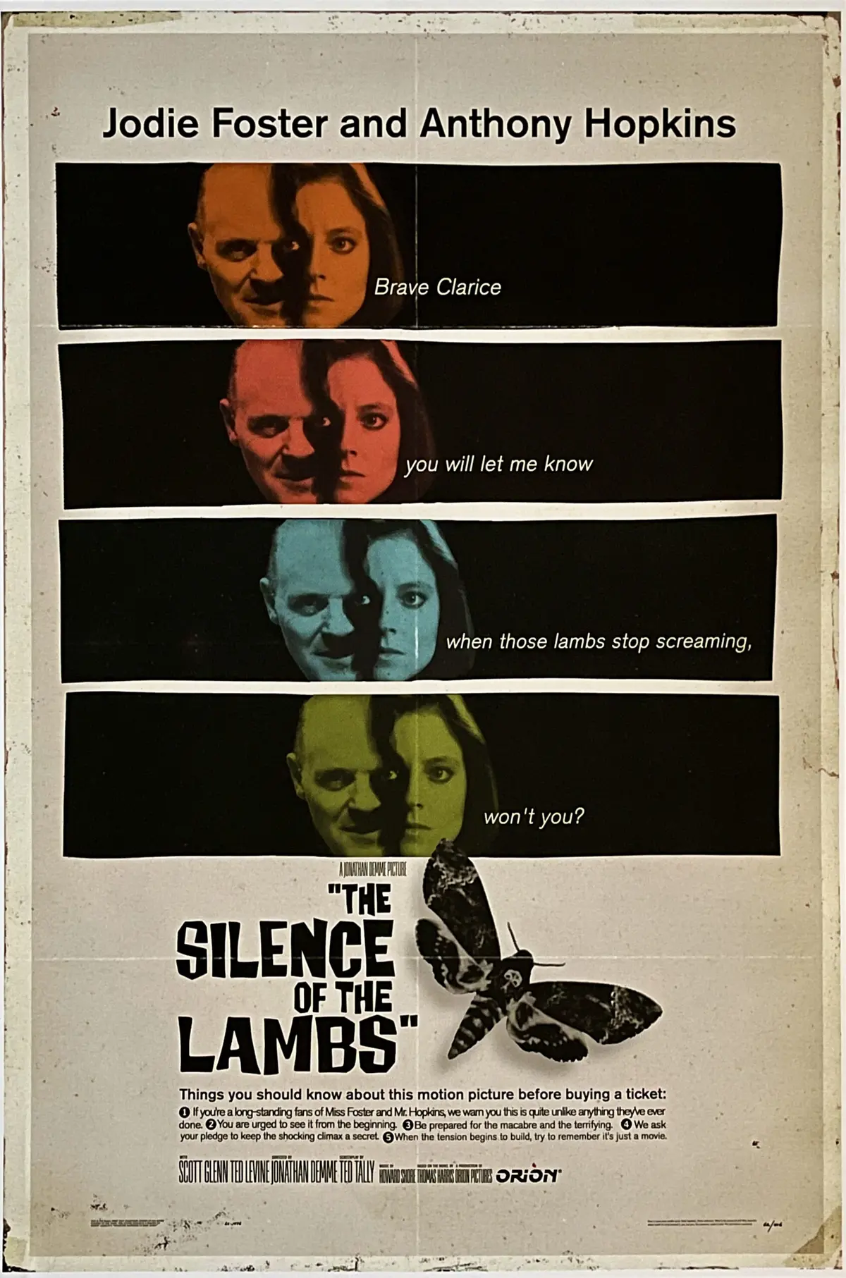 Silence of the Lambs Movie Poster - Anthony Hopkins - Hannibal Lecter